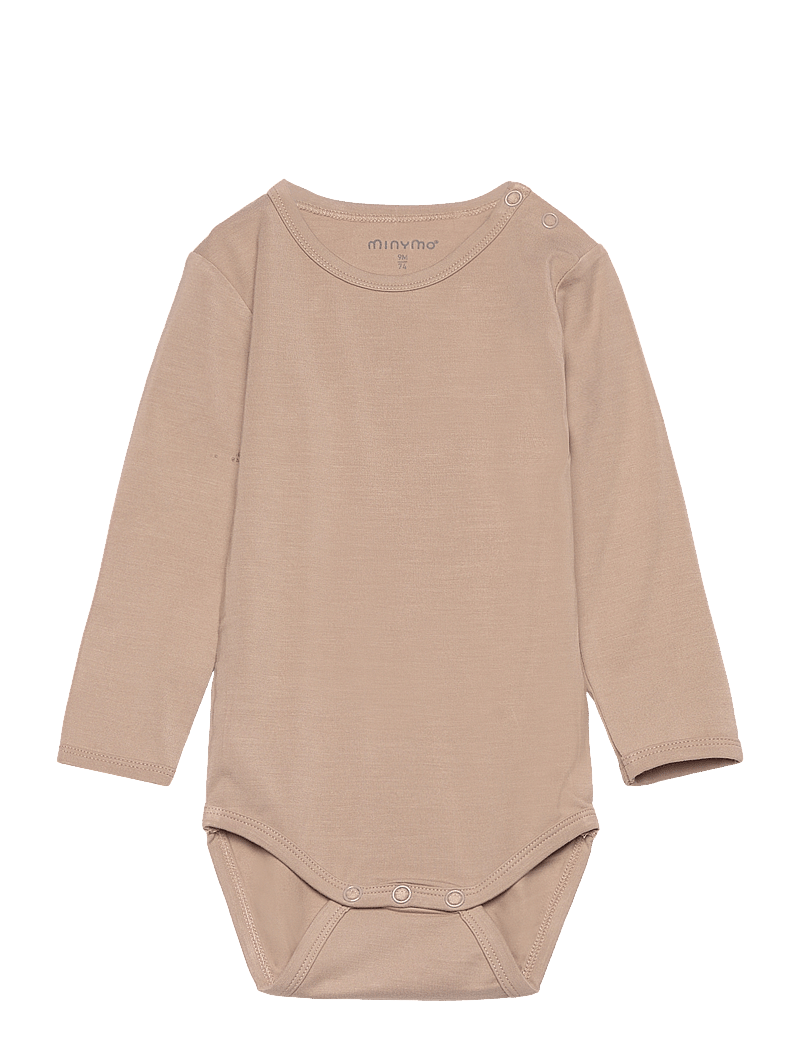Minymo - Body LS - ensfarvede langærmede bodyer - simply taupe - 0