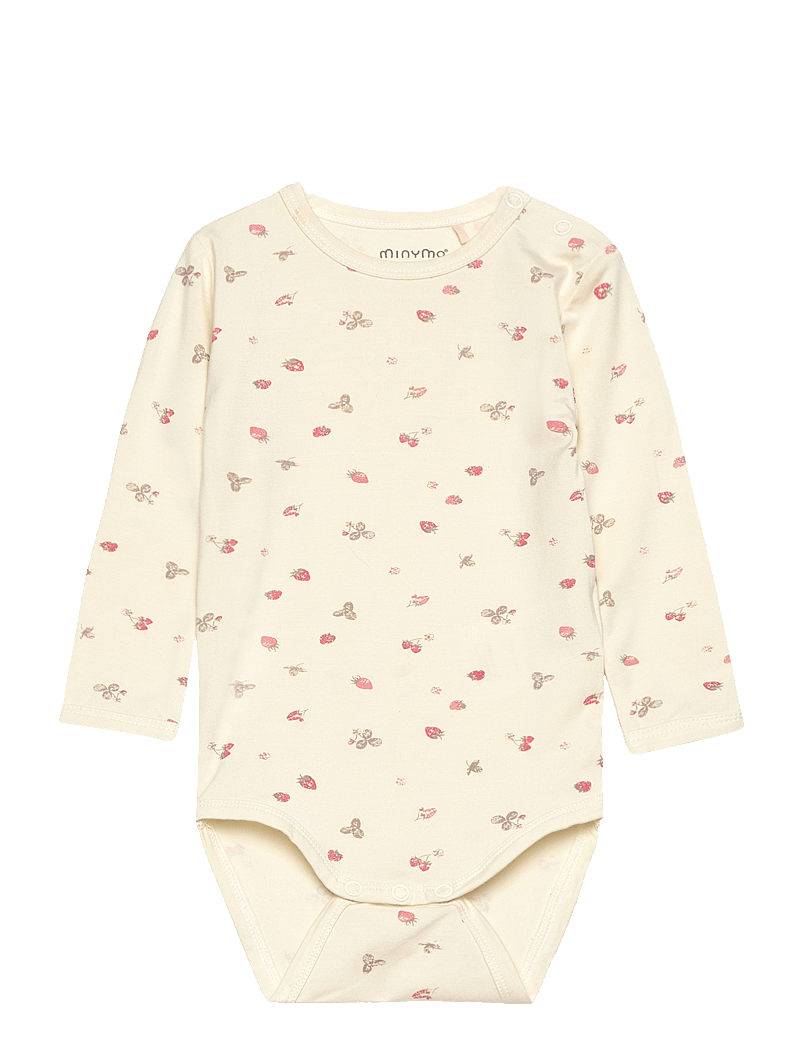 Minymo - Body LS - ensfarvede langærmede bodyer - strawberry ice - 0