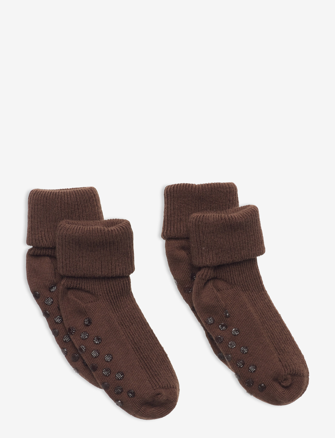 Minymo - Baby rib sock w. ABS (2-pack) - non-slip socks - coffee liquer - 0