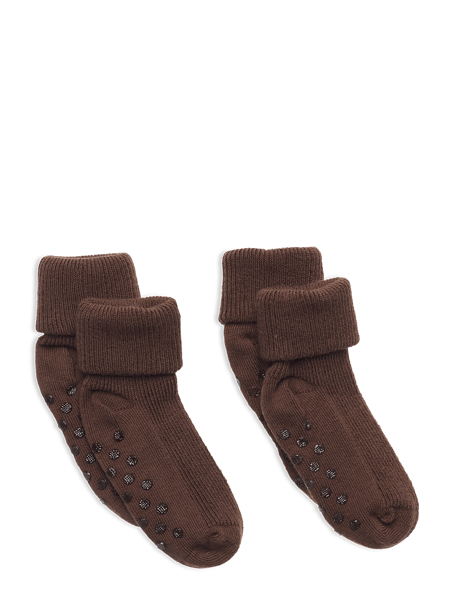 Minymo - Baby rib sock w. ABS (2-pack) - libisemisvastased sokid - coffee liquer - 0