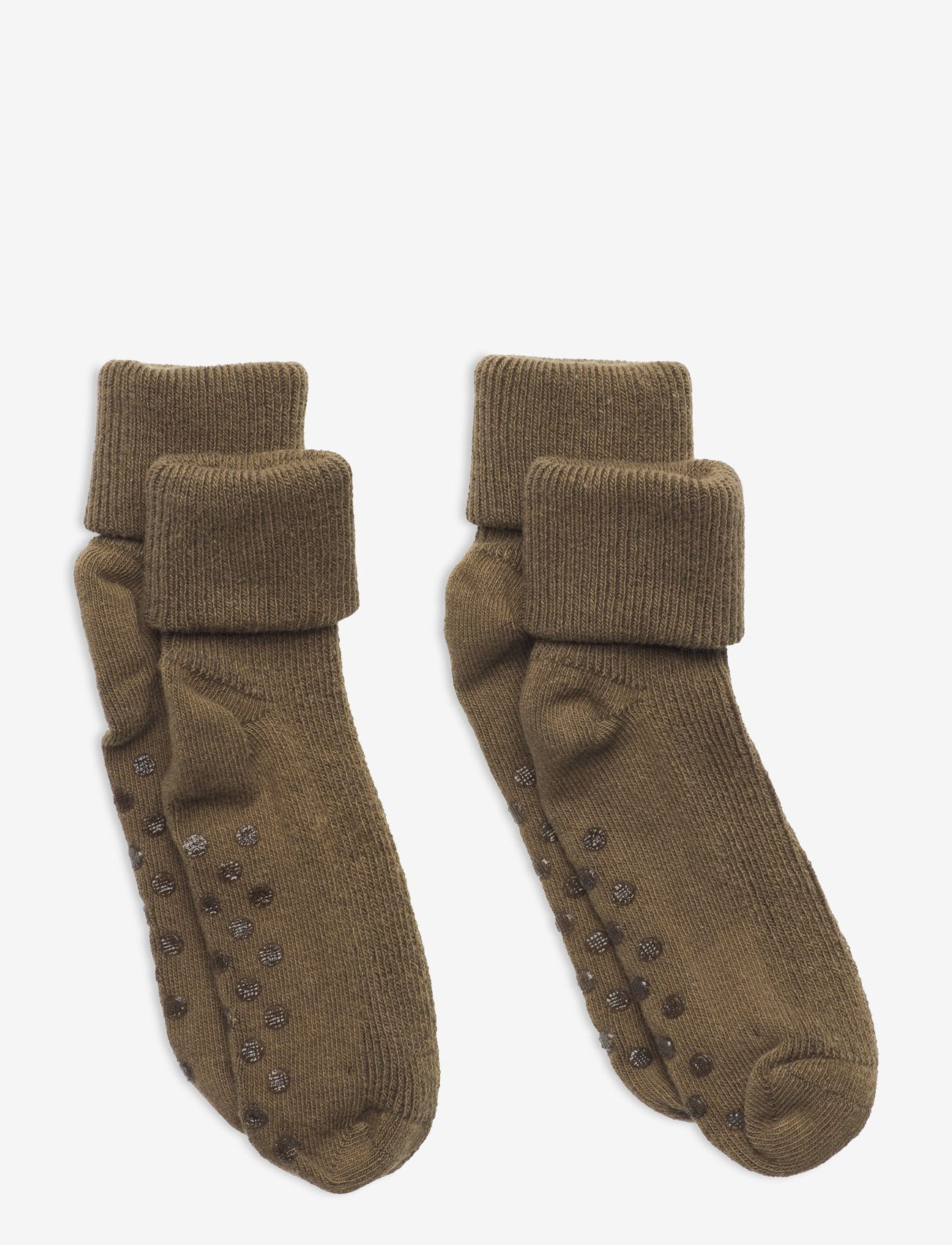 Minymo - Baby rib sock w. ABS (2-pack) - halksockor - dried herb - 0