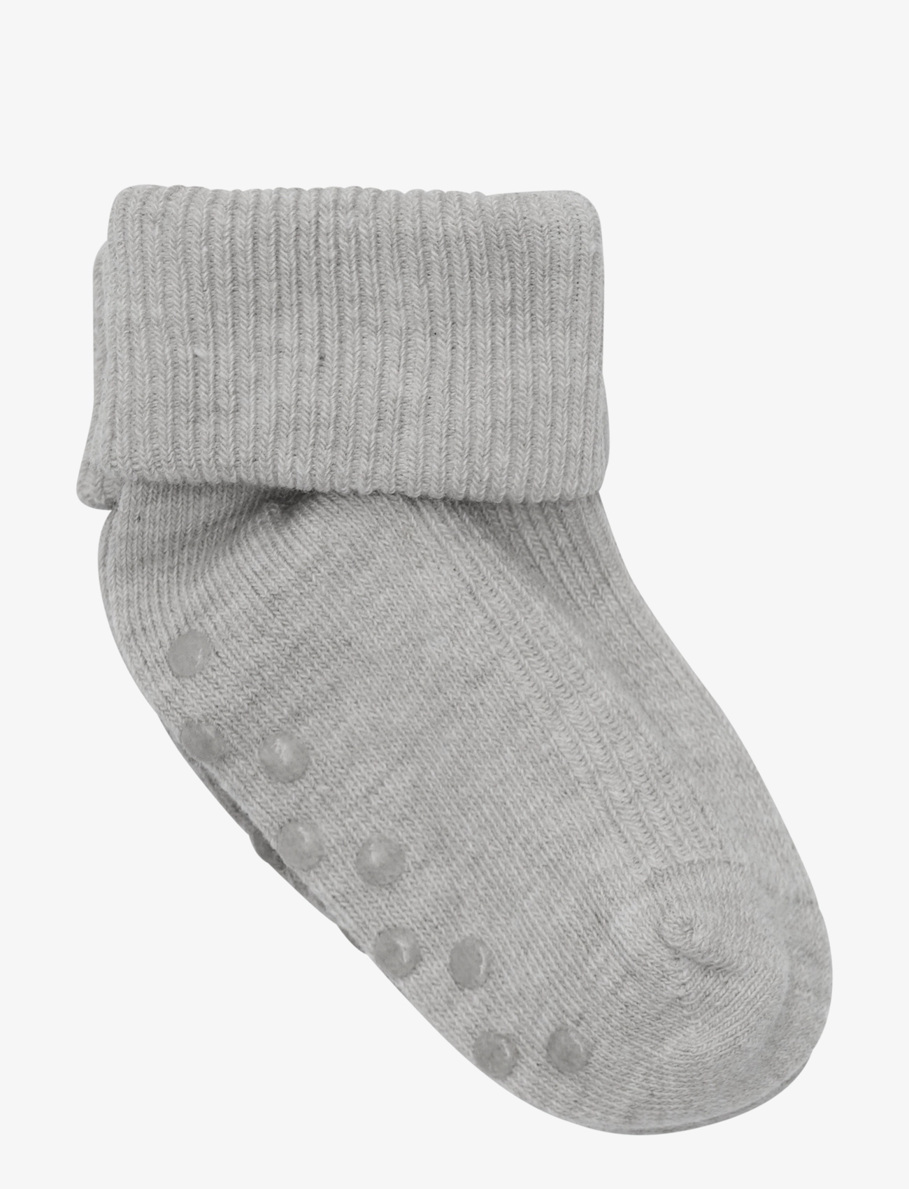 Minymo - Baby rib sock w. ABS (2-pack) - anti-rutsch socken - light grey melange - 2