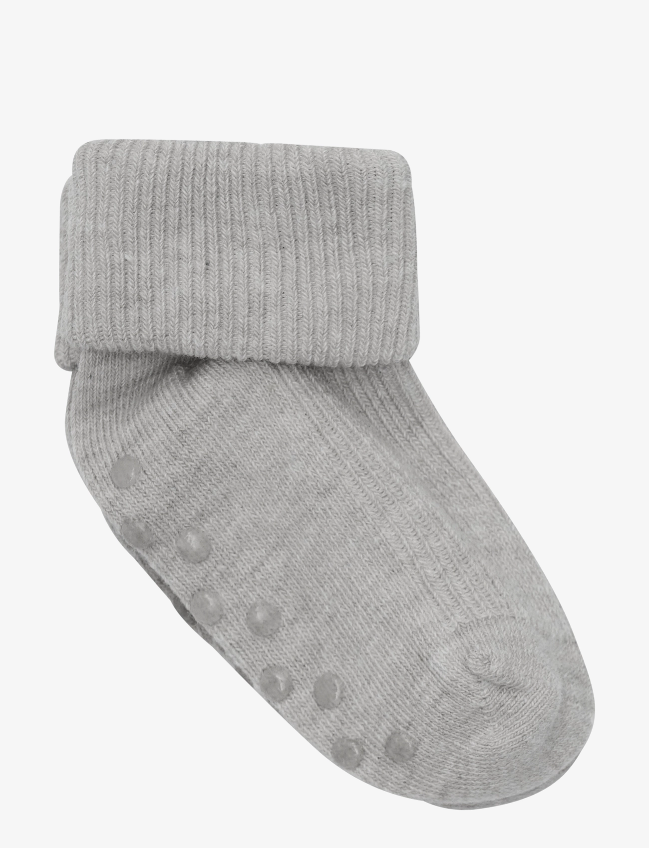 Minymo - Baby rib sock w. ABS (2-pack) - anti-rutsch socken - light grey melange - 3