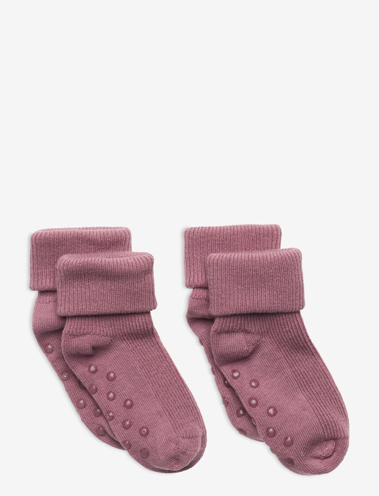Minymo - Baby rib sock w. ABS (2-pack) - non-slip socks - orchid haze - 0
