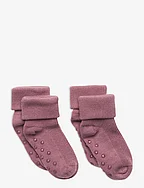 Baby rib sock w. ABS (2-pack) - ORCHID HAZE