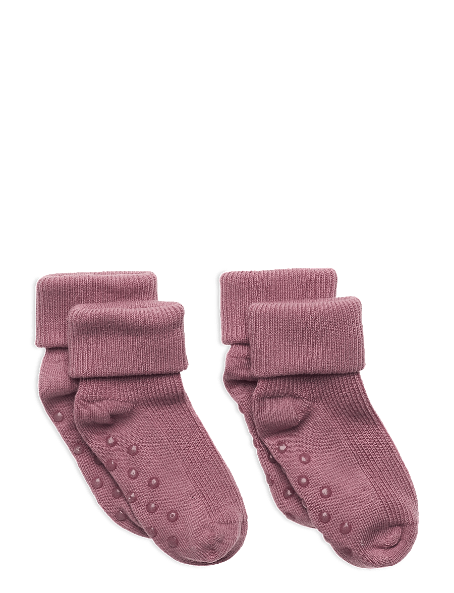 Minymo - Baby rib sock w. ABS (2-pack) - libisemisvastased sokid - orchid haze - 0