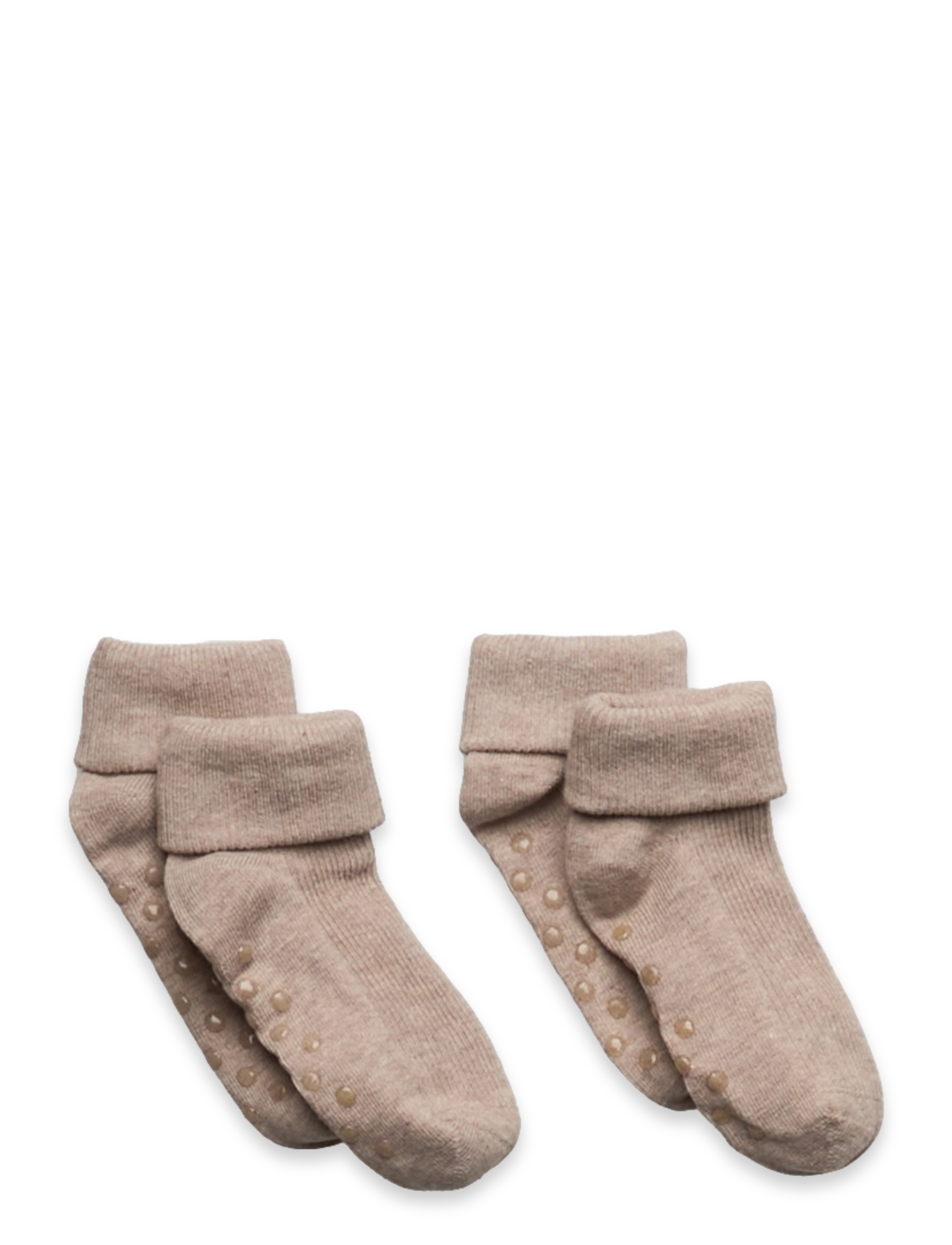 Minymo Baby Rib Sock W. Abs (2-Pack), 23 , Socken & Strumpfhosen, Braun - Non-slip Socks, Kinder
