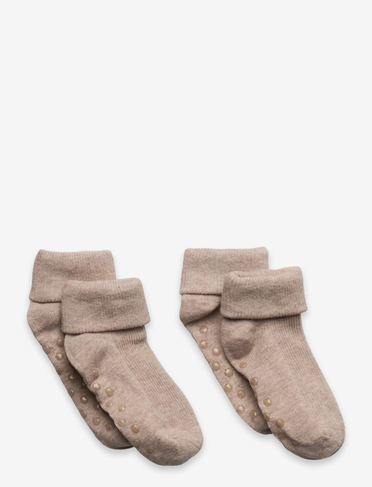 Minymo - Baby rib sock w. ABS (2-pack) - non-slip socks - silver mink melange - 0