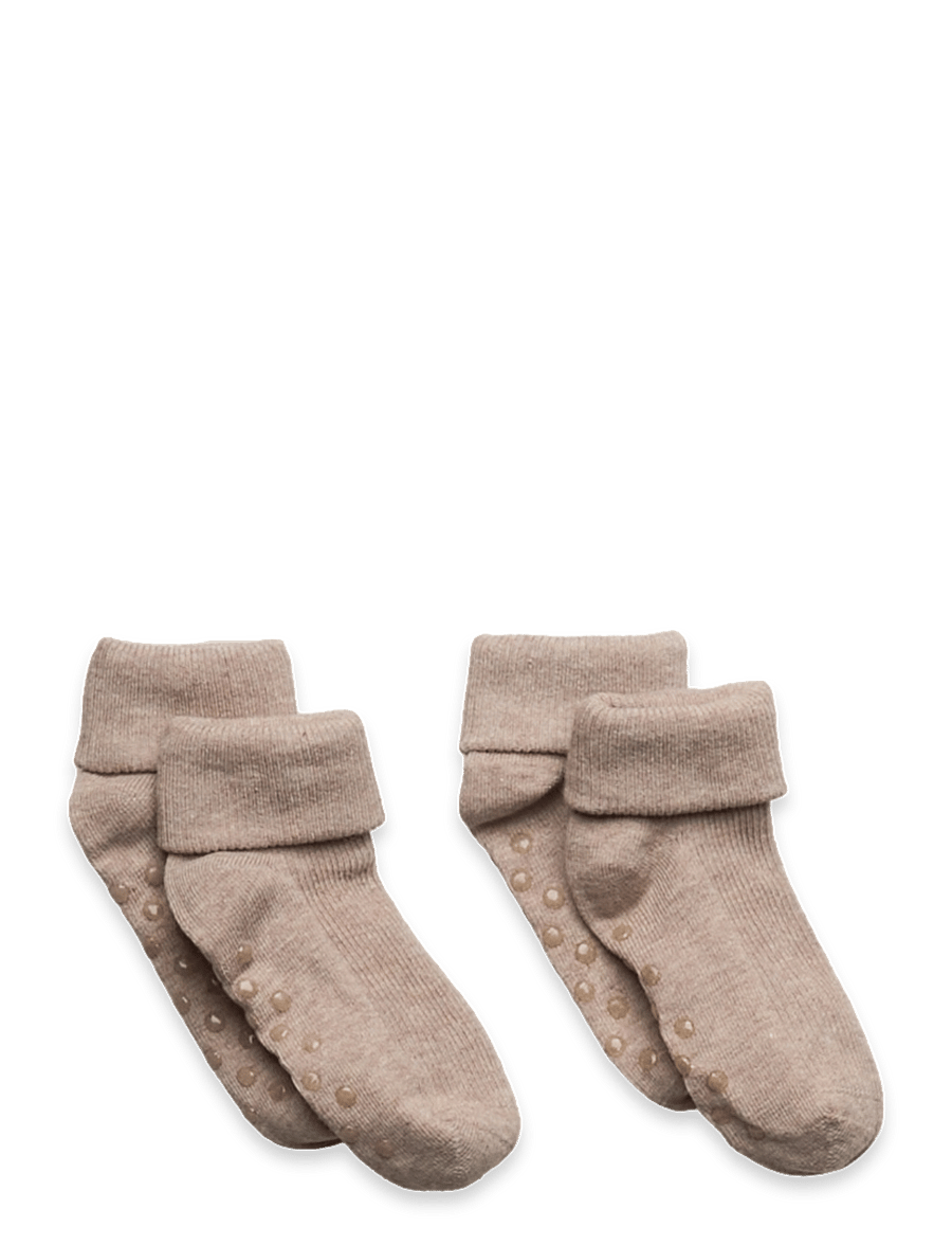 Minymo - Baby rib sock w. ABS (2-pack) - libisemisvastased sokid - silver mink melange - 0