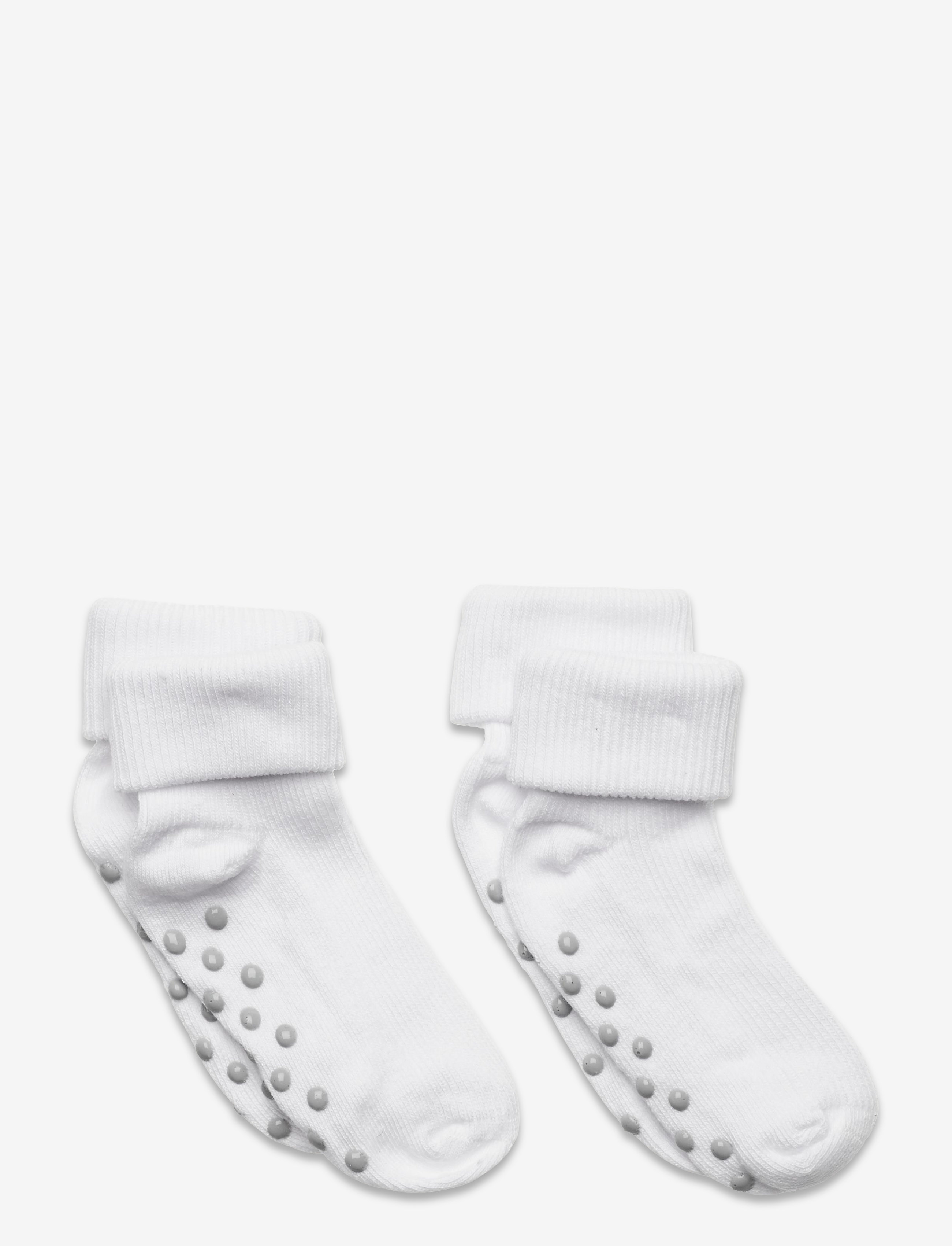 Minymo Baby Rib Sock W. Abs (2-Pack), Børn, Baby Skridsikre Rib Sokker, Hvid, Str: 15-18