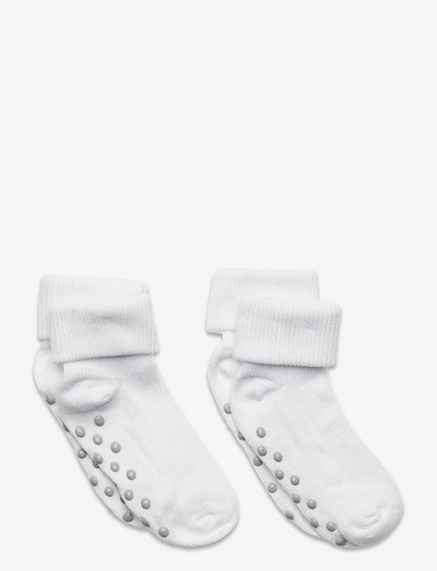 Minymo - Baby rib sock w. ABS (2-pack) - non-slip socks - white - 0