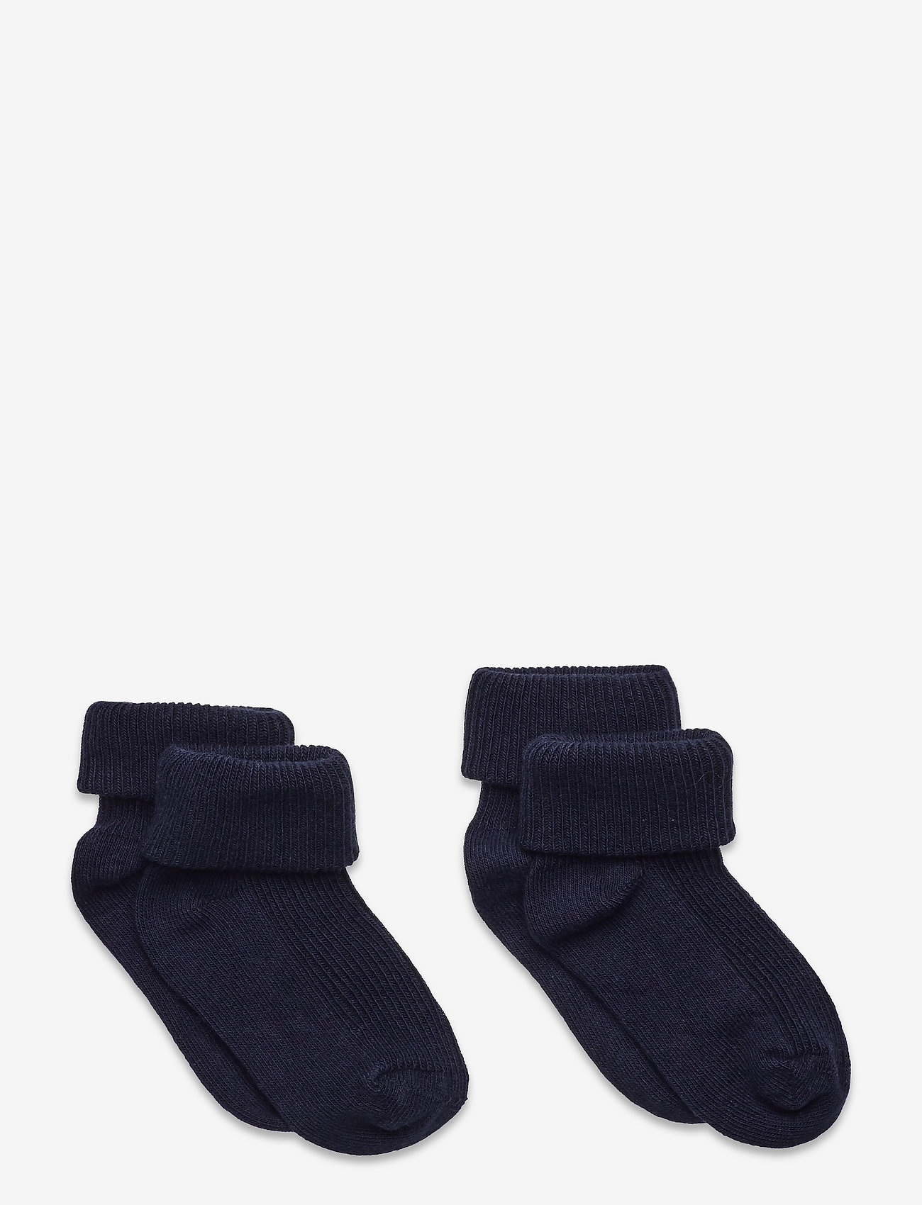 Minymo - Baby rib sock w. fold (2-pack) - baby socks - dark navy - 0