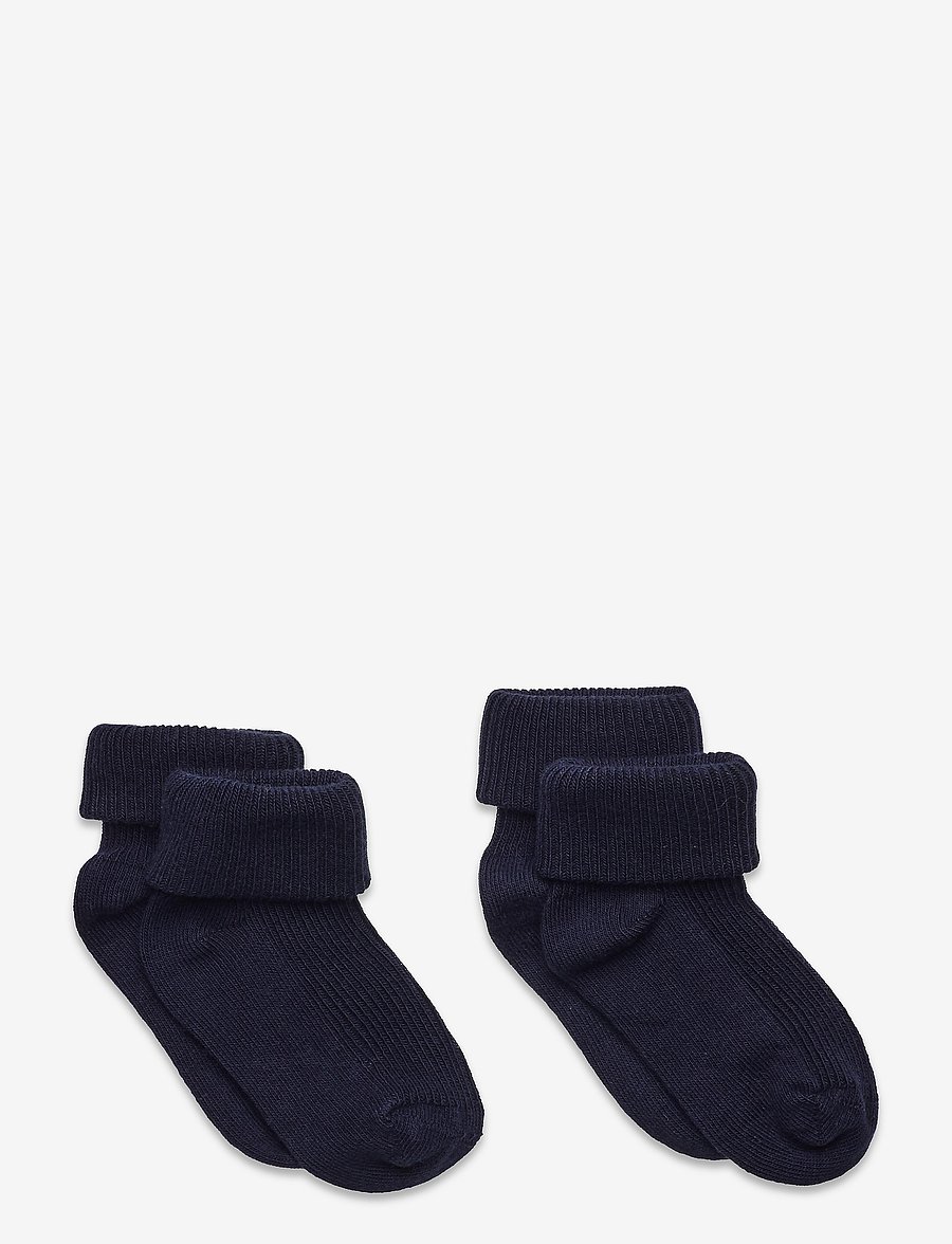 Minymo - Baby rib sock w. fold (2-pack) - baby-socken - dark navy - 0