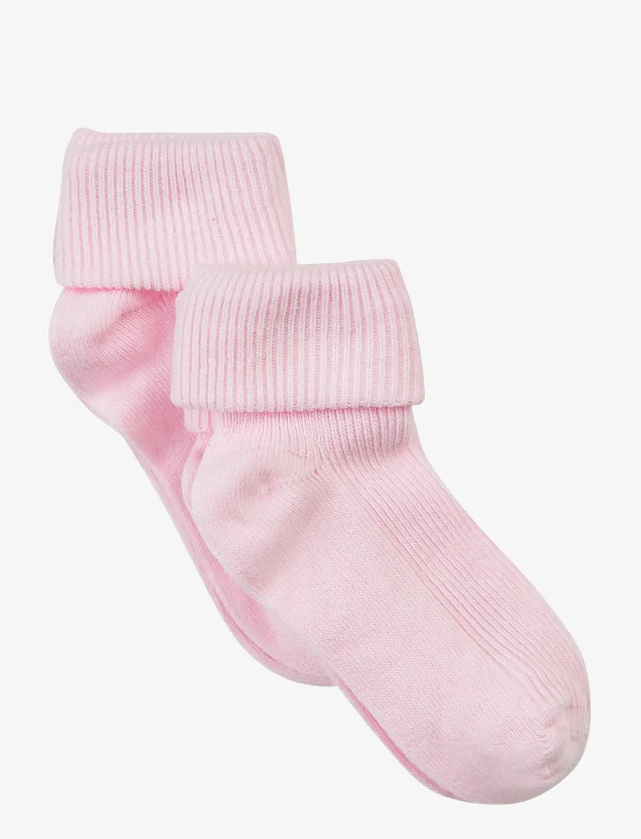 Minymo - Baby rib sock w. fold (2-pack) - babysokker - light rose - 0