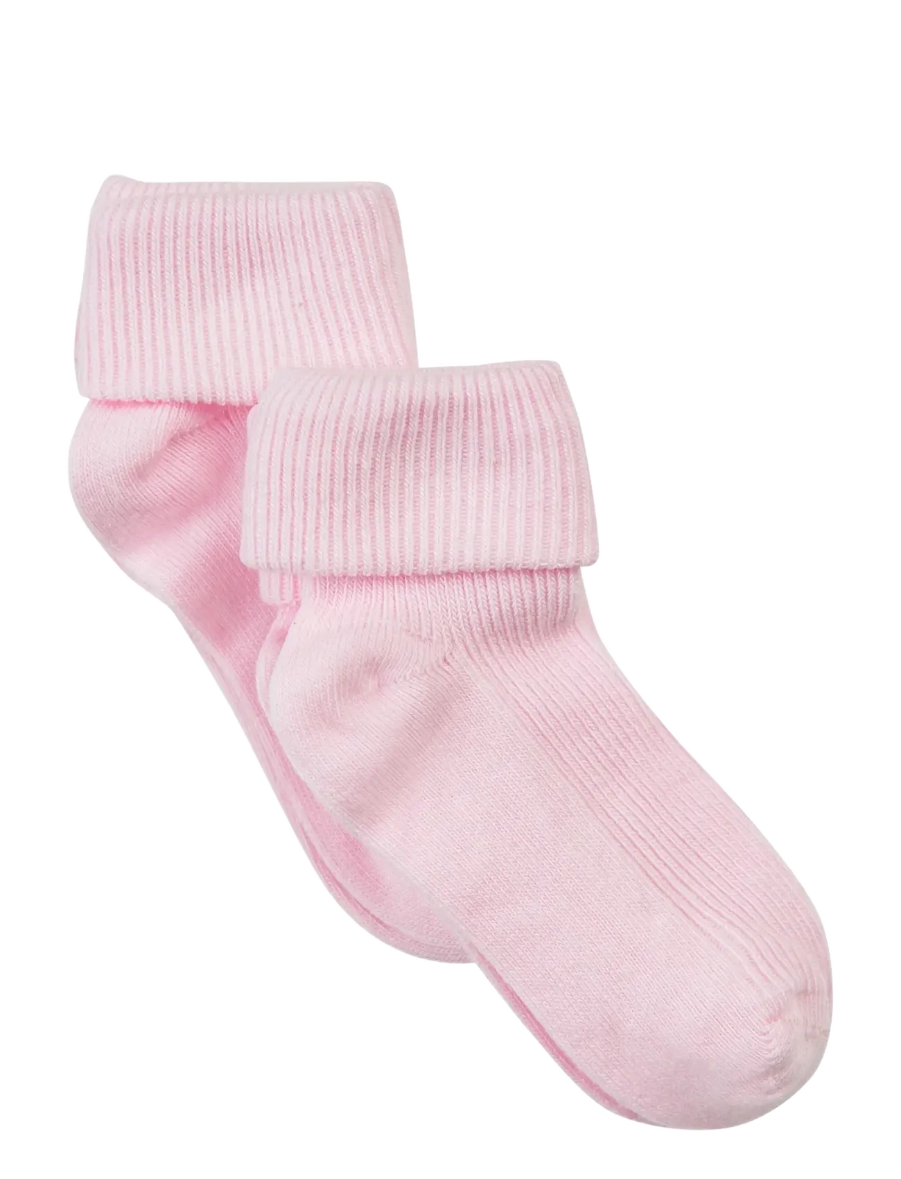 Minymo Baby rib sock w. fold (2-pack) - Strømper & Strømpebukser - LIGHT ROSE / pink/rose