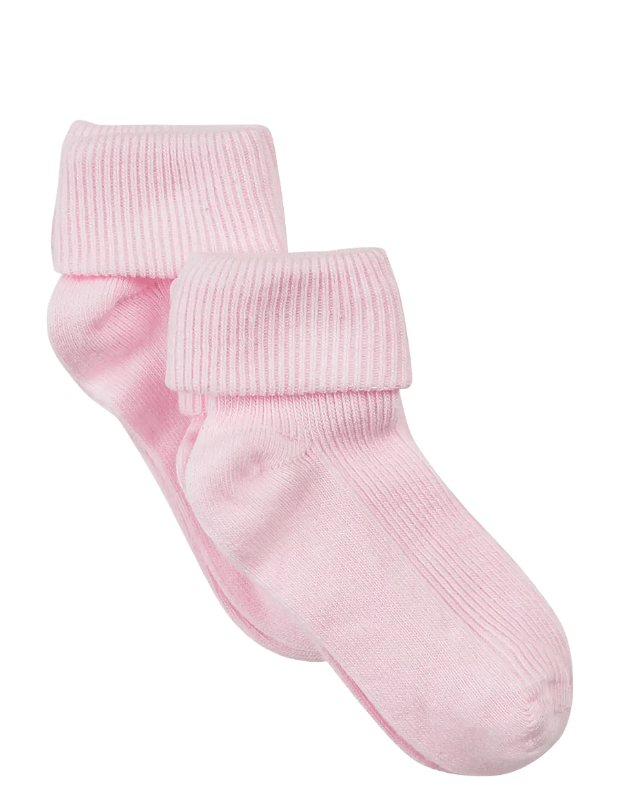 Minymo - Baby rib sock w. fold (2-pack) - bebisstrumpor - light rose - 0