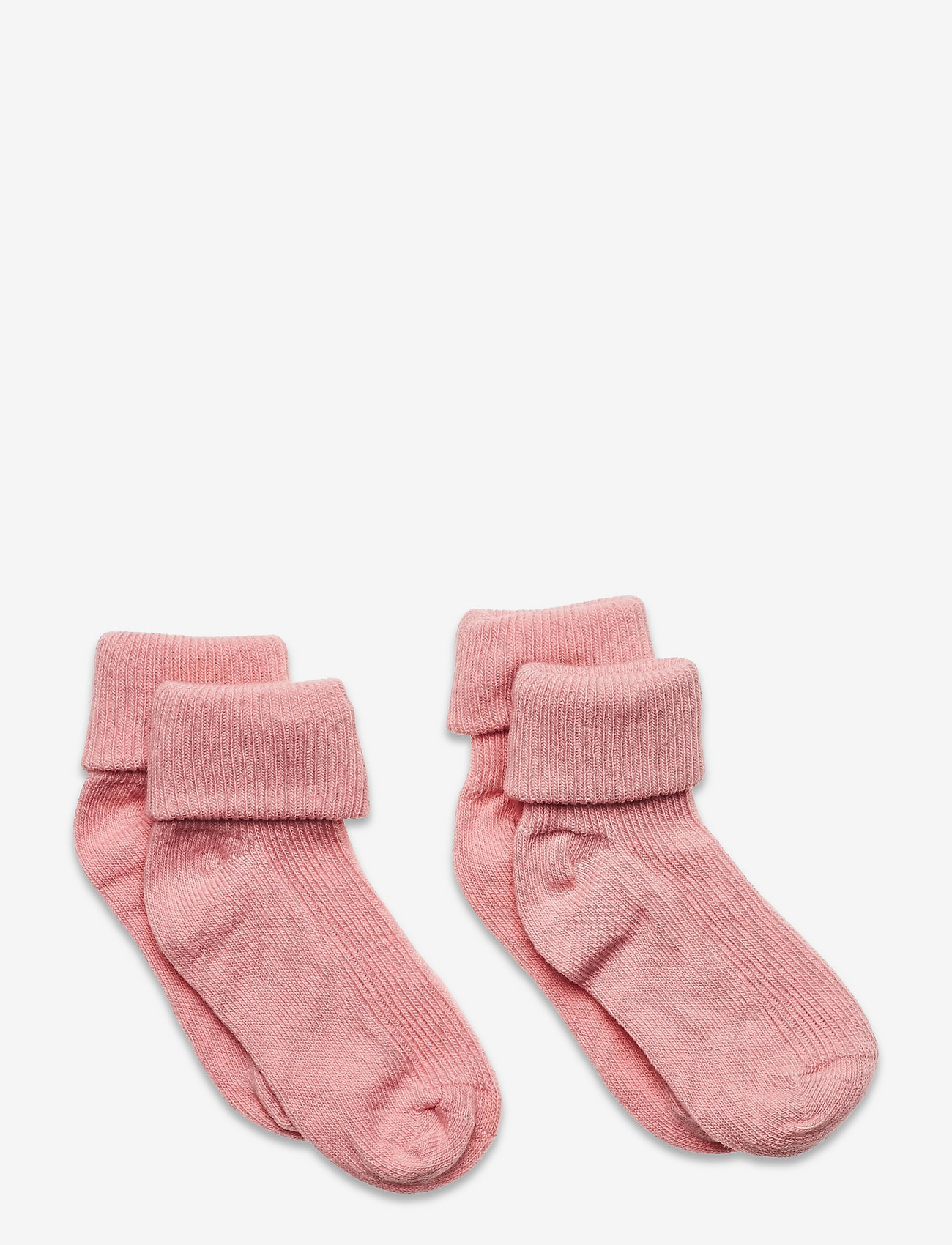 Minymo - Baby rib sock w. fold (2-pack) - strømper - rose - 0