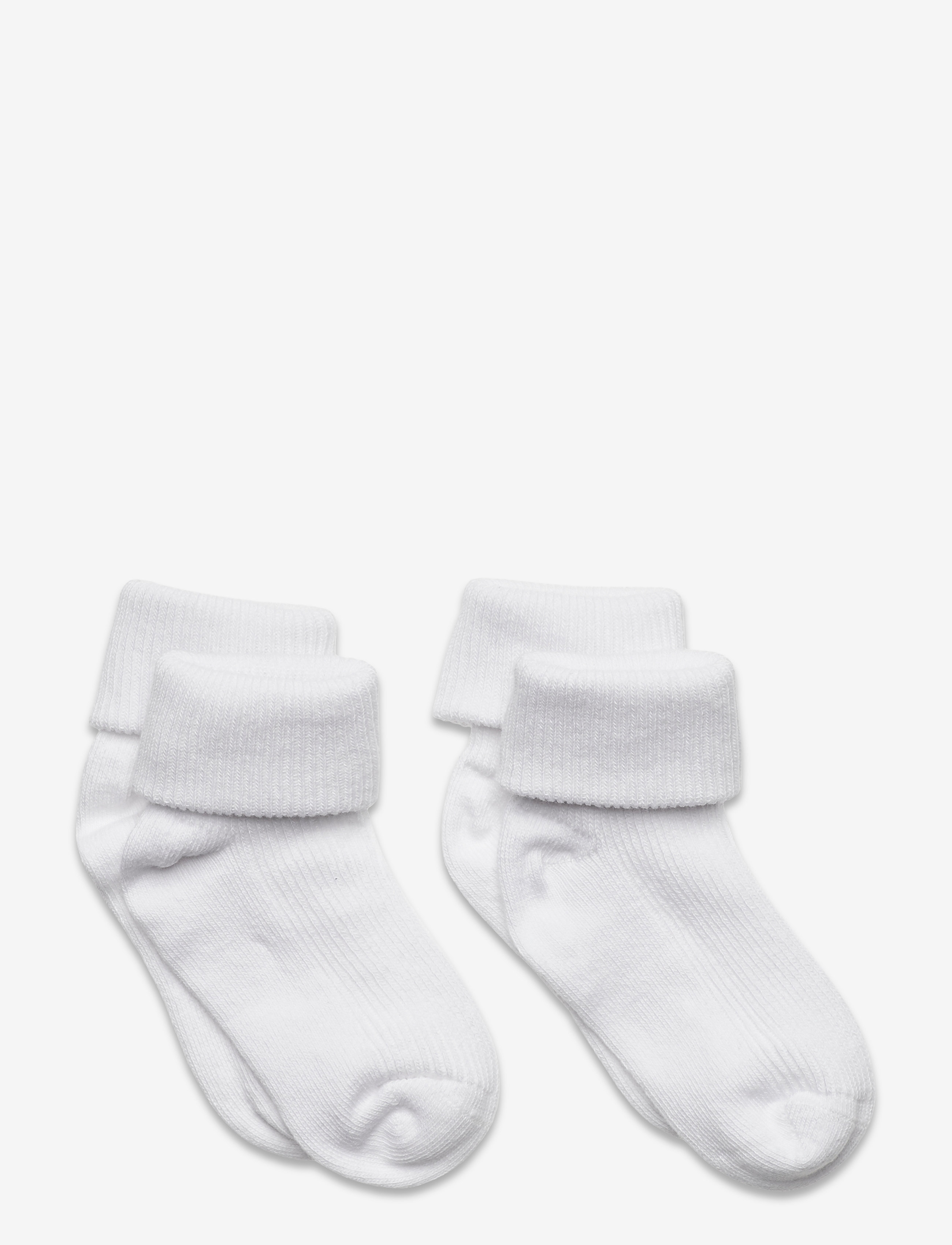 Minymo Baby Rib Sock W. Fold (2-Pack), 19-22, White, Sokker Og Strømpebukser > Babysokker, Børn