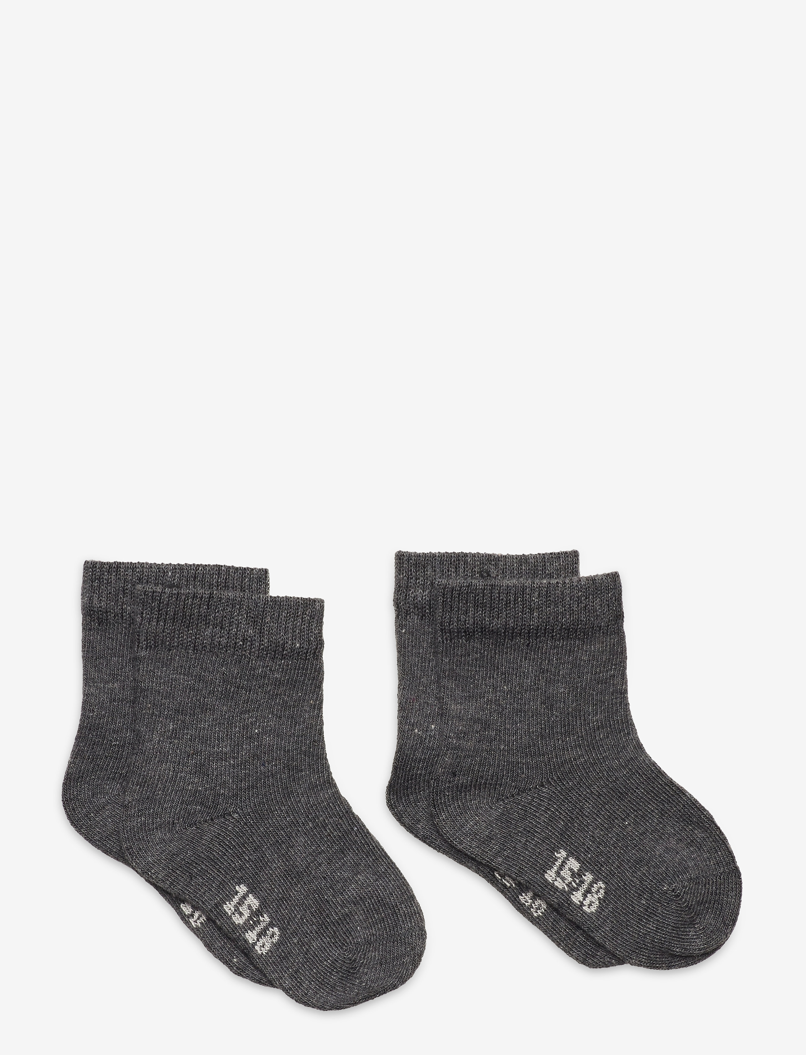 Minymo Ankle Sock (2-Pack), 19 , Socken & Strumpfhosen, Grau - Socks, Kinder