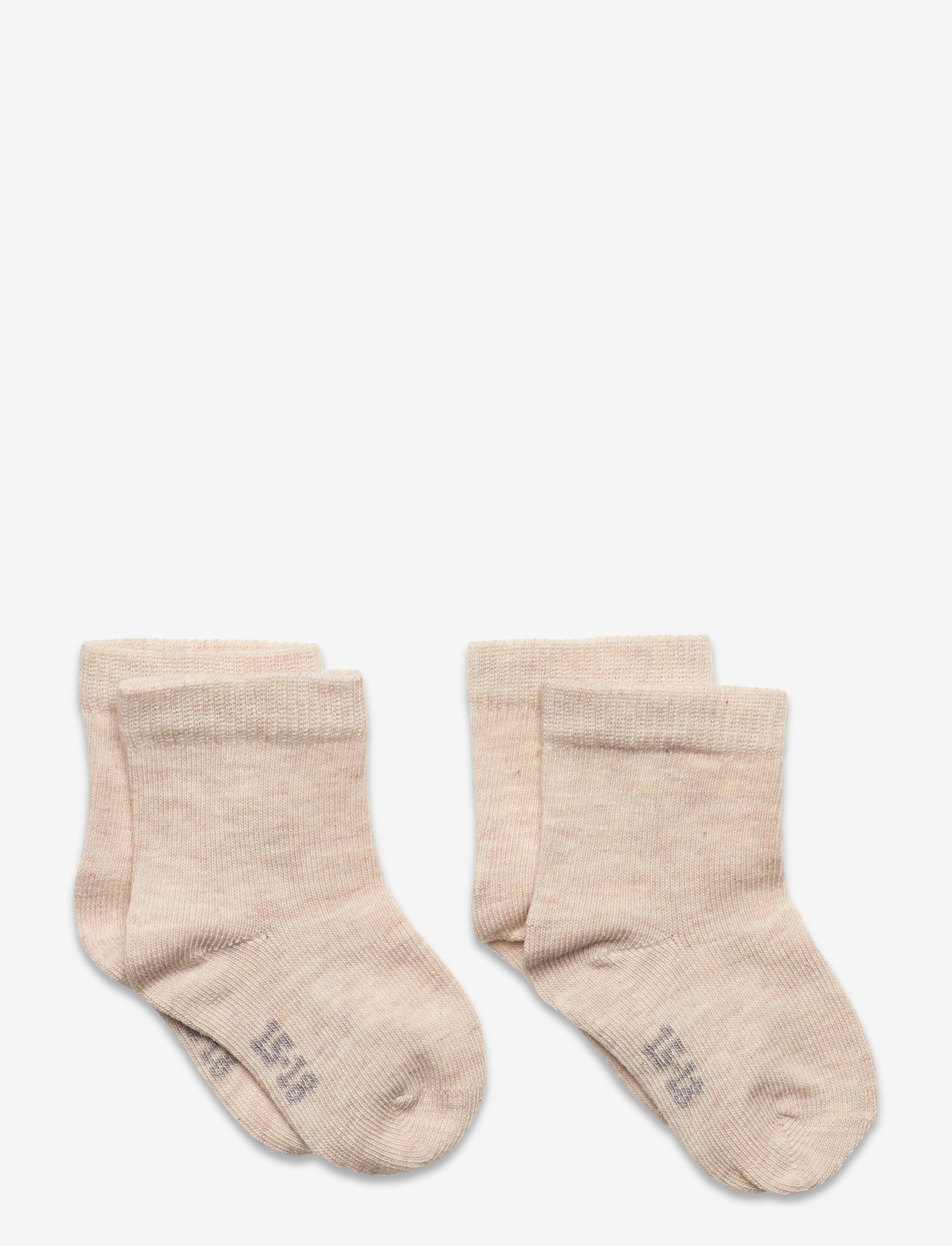 Minymo Ankle Sock (2-Pack), 19-22, Socken & Strumpfhosen, Beige - Socks, Kinder