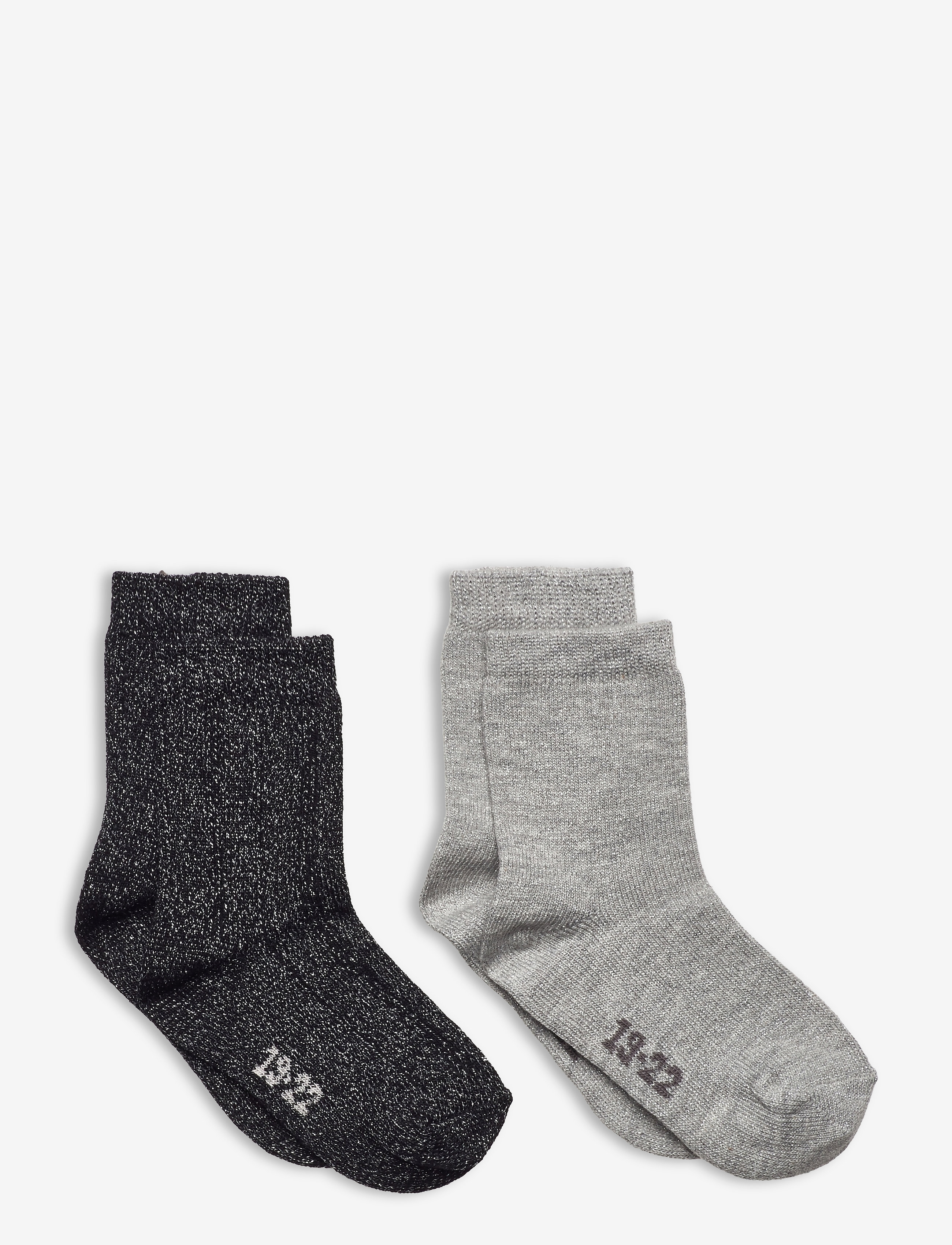 Minymo Ankle sock w. lurex (2-pack) - Strumpor - LIGHT GREY MELANGE / grey