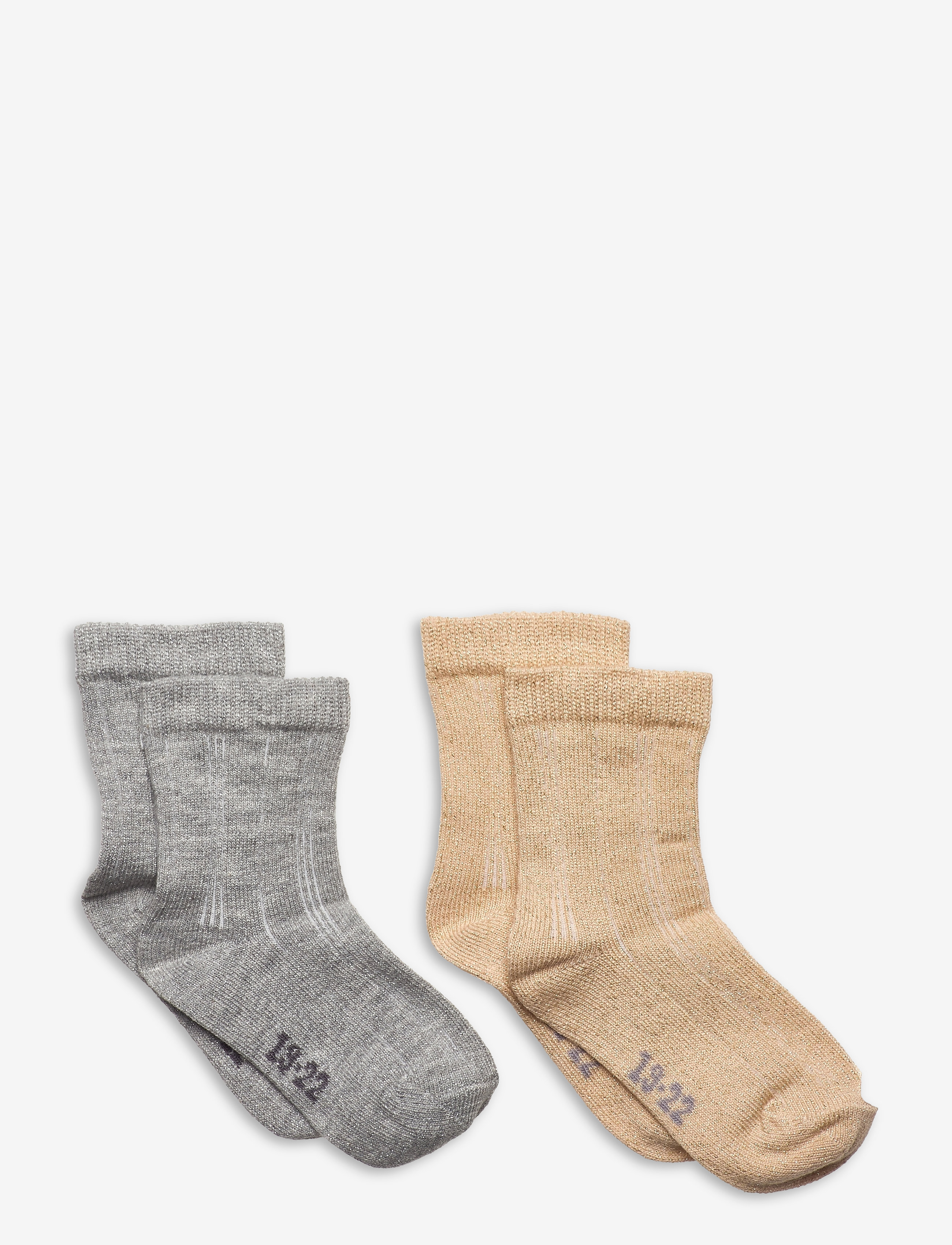 Ankle sock w. lurex (2-pack) - PALE GOLD