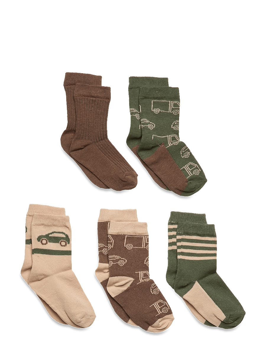 Minymo - Sock w. pattern (5-pack) - sokid - cocoa brown - 0