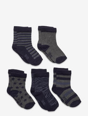 Sock w. pattern (5-pack) - DARK GREY MELANGE
