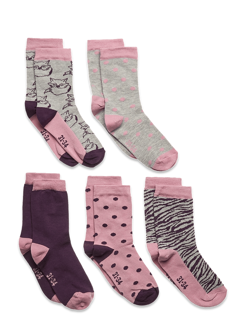 Minymo - Sock w. pattern (5-pack) - strumpor - dusky orchid - 0