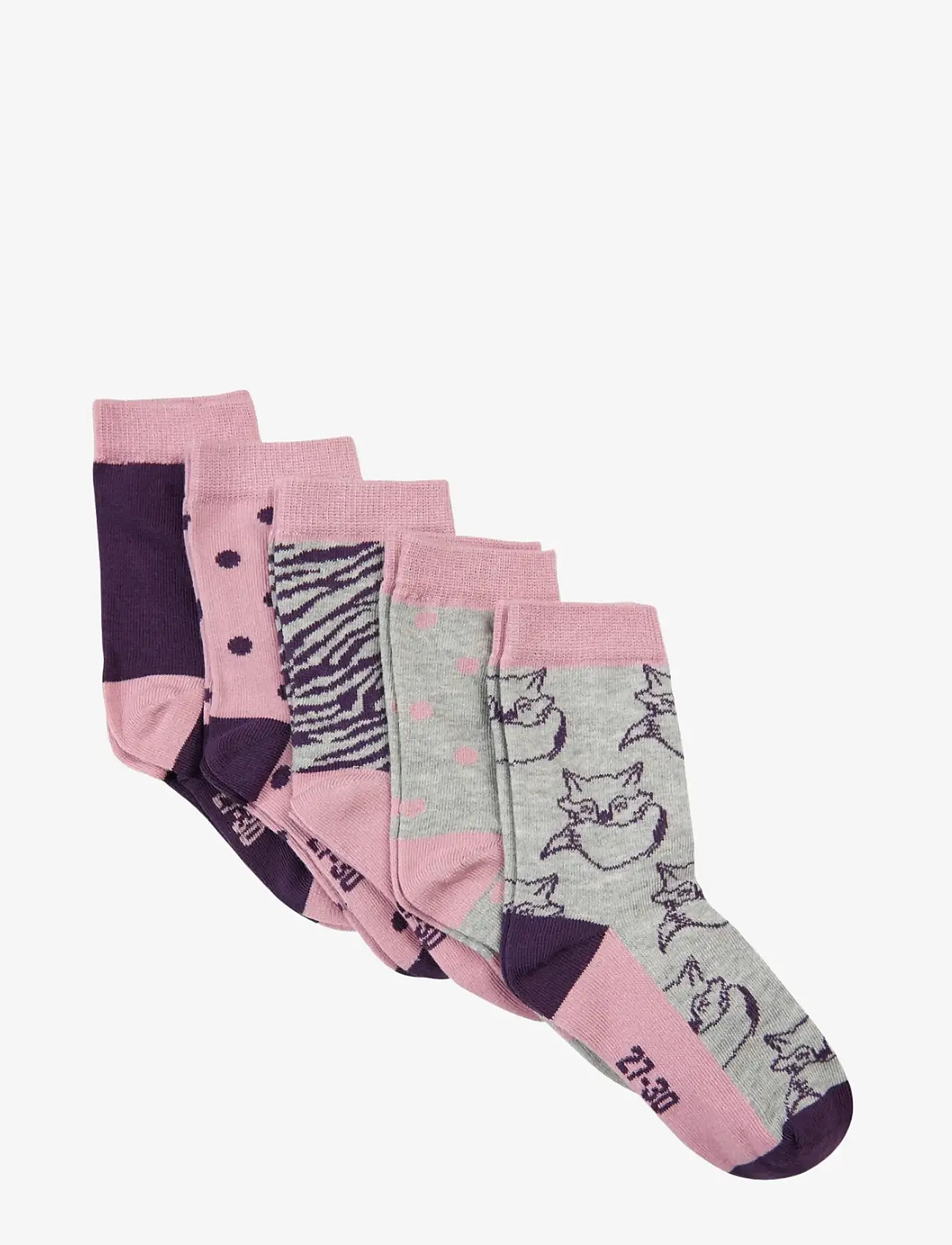 Minymo - Sock w. pattern (5-pack) - die niedrigsten preise - dusky orchid - 1
