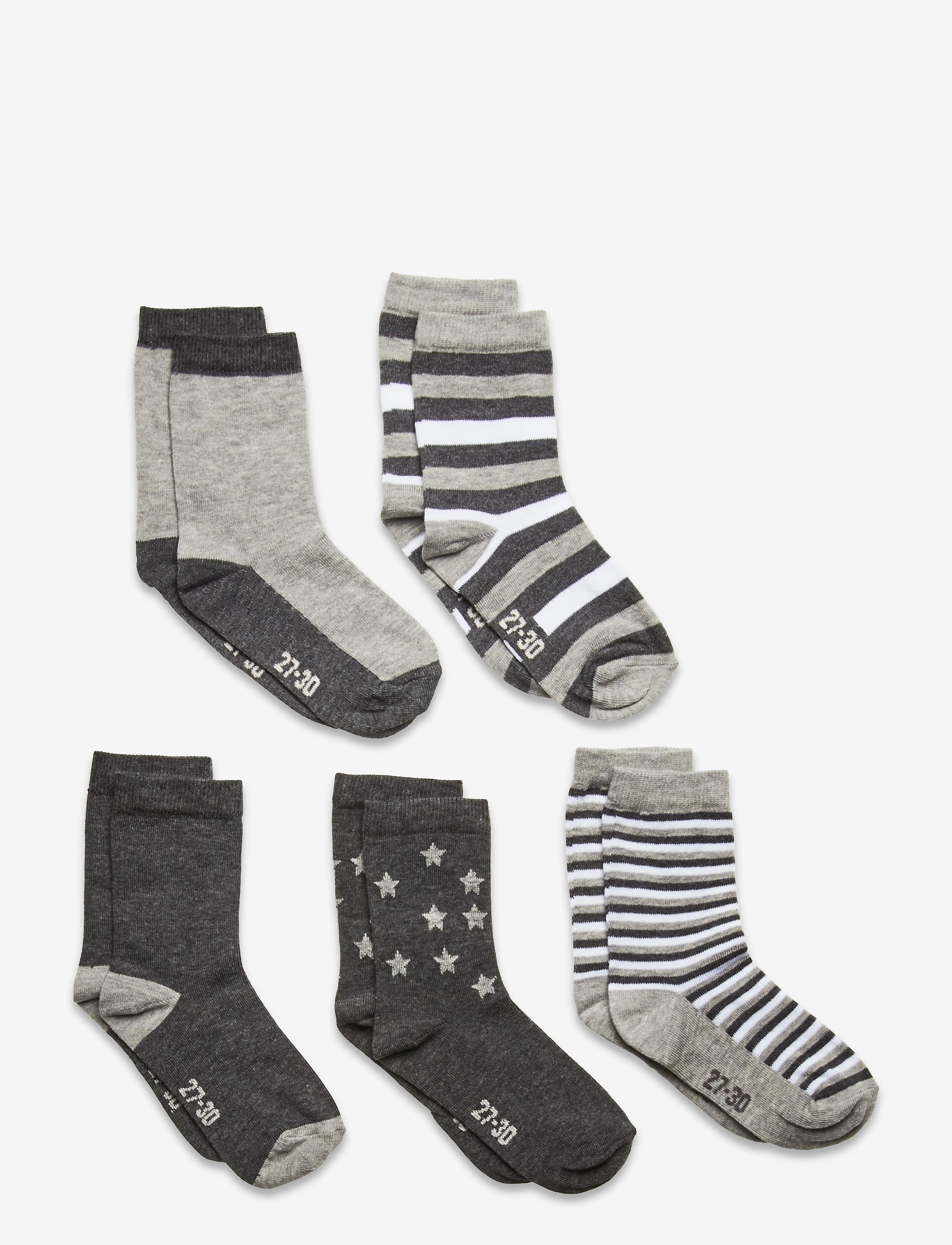 Minymo Sock W. Pattern (5-Pack), 23-26, Grey, Sokker & Strømpebukser > Sokker, Børn