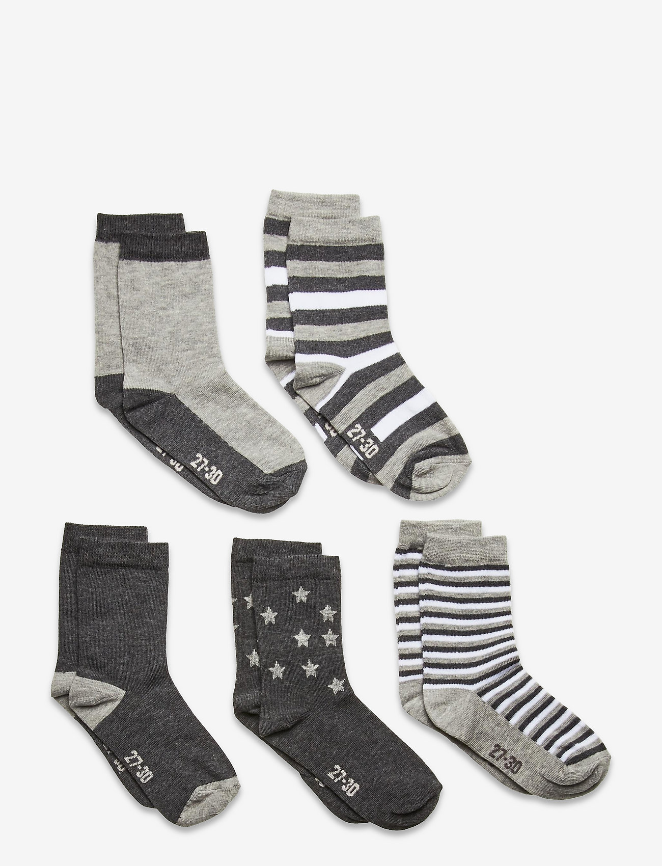 Minymo - Sock w. pattern (5-pack) - alhaisimmat hinnat - light grey melange - 0