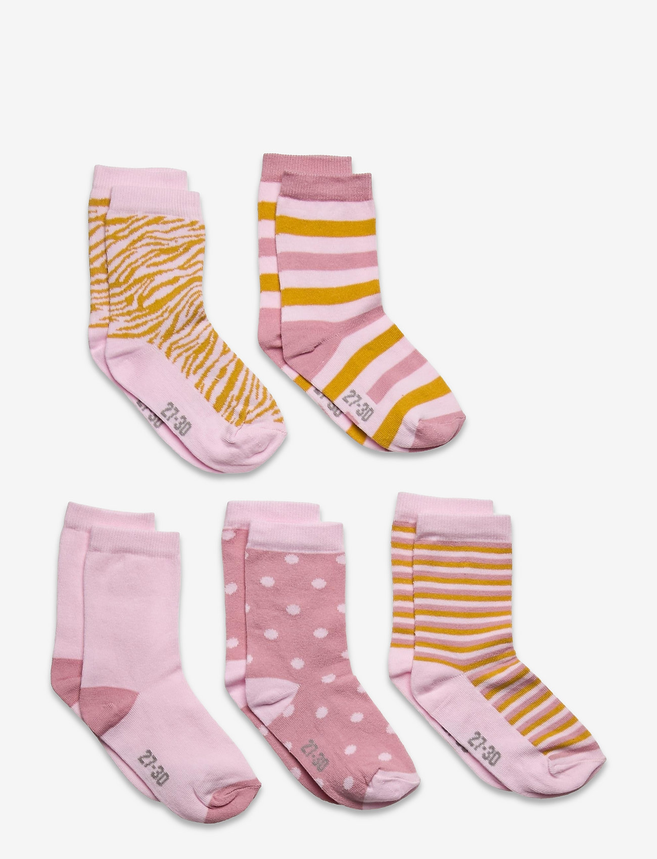 Minymo - Sock w. pattern (5-pack) - strümpfe - light rose - 0