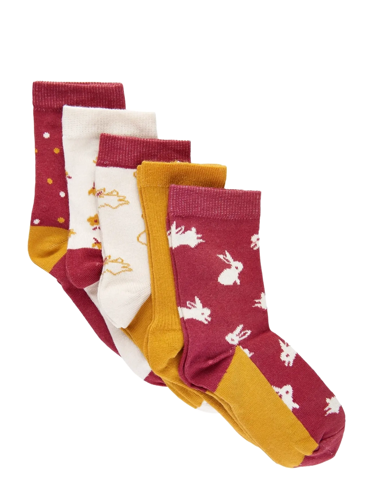 Minymo Sock W. Pattern (5-Pack), 19 , Socken & Strumpfhosen, Burgunderrot - Socks, Kinder
