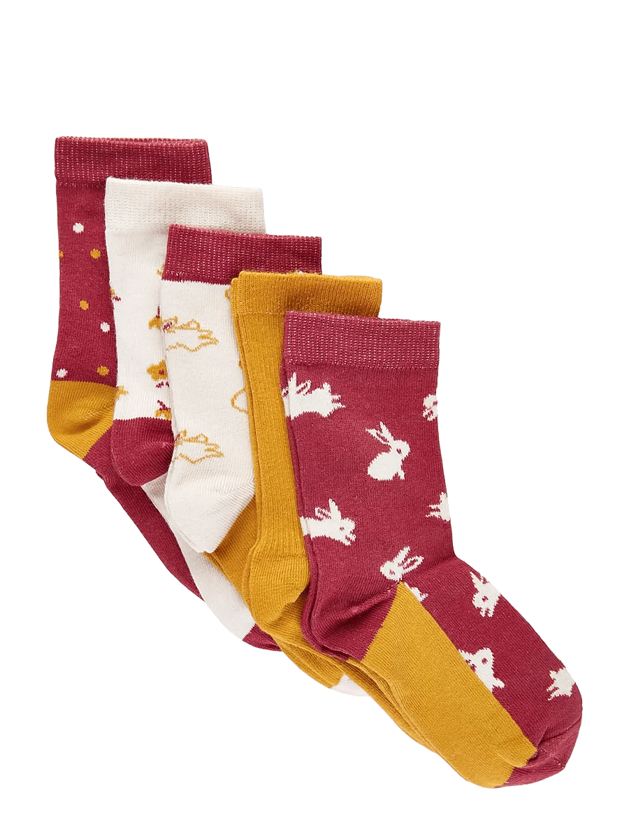 Minymo - Sock w. pattern (5-pack) - sokid - roan rouge - 0