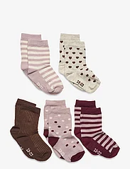 Minymo - Sock w. pattern (5-pack) - mažiausios kainos - rose smoke - 0