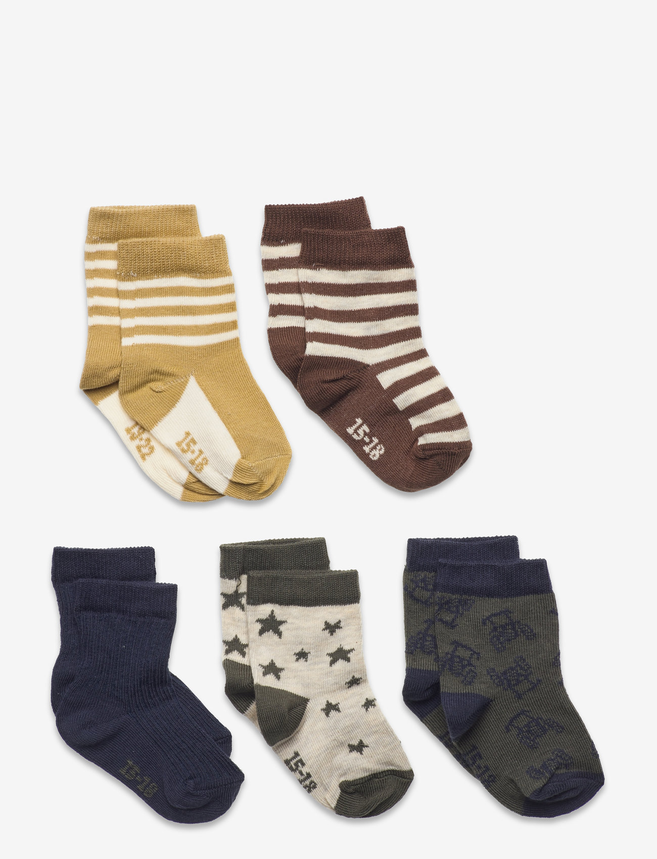 Minymo - Sock w. pattern (5-pack) - efterårstøj - thrush - 0