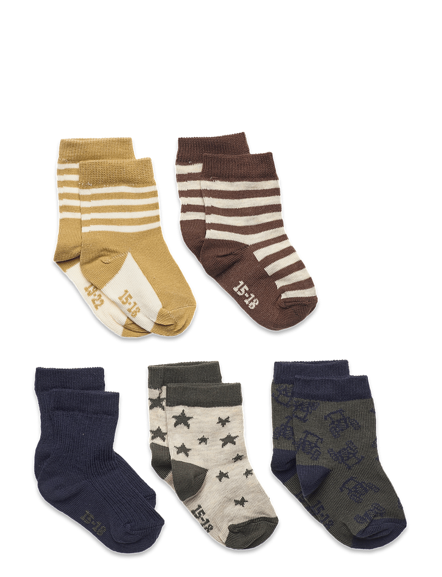 Minymo - Sock w. pattern (5-pack) - sokid - thrush - 0