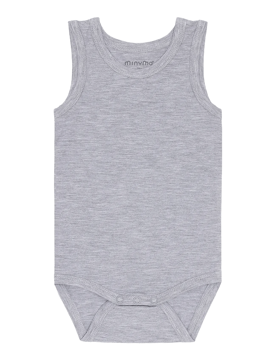 Minymo - Body w/o sleeves - Ärmlösa bodies - mediumgreymelange - 0