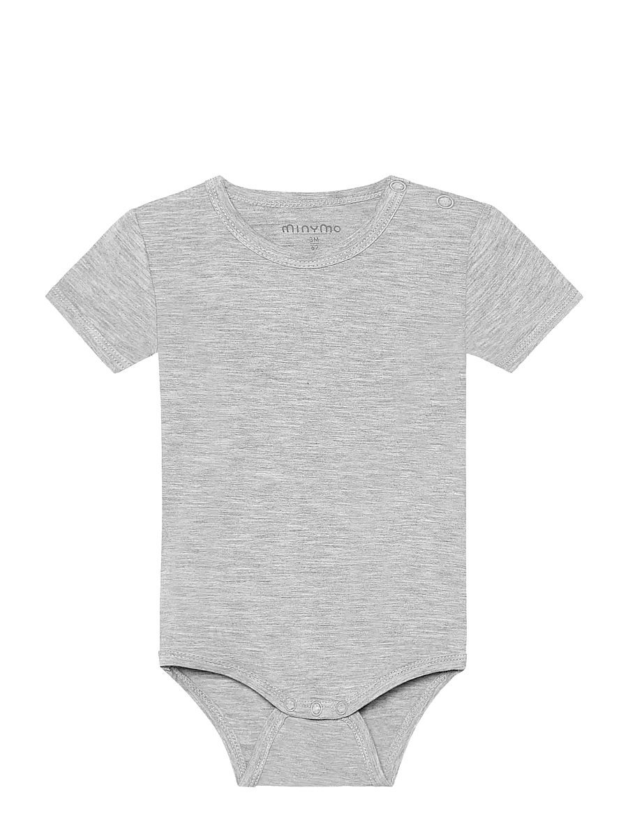 Minymo - Body SS - short-sleeved bodies - mediumgreymelange - 0