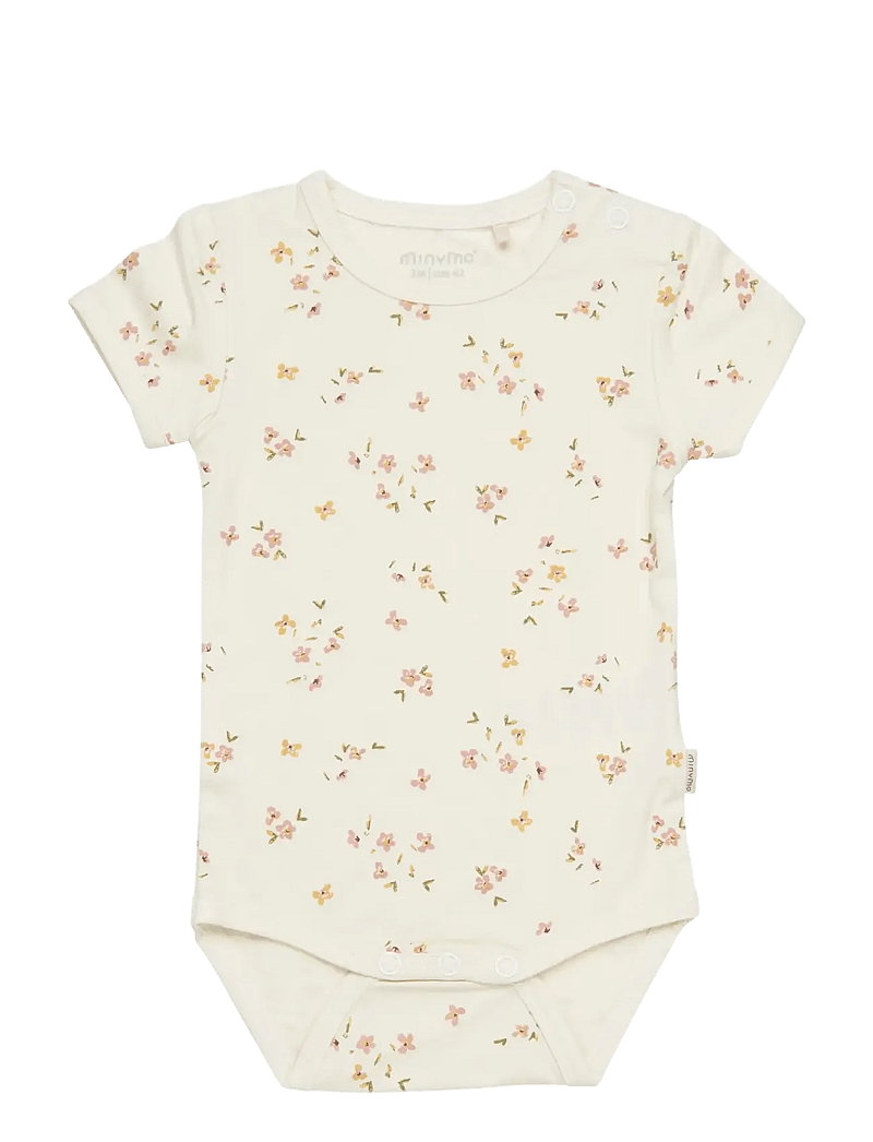 Minymo - Body SS - short-sleeved bodies - veiled rose flower - 0
