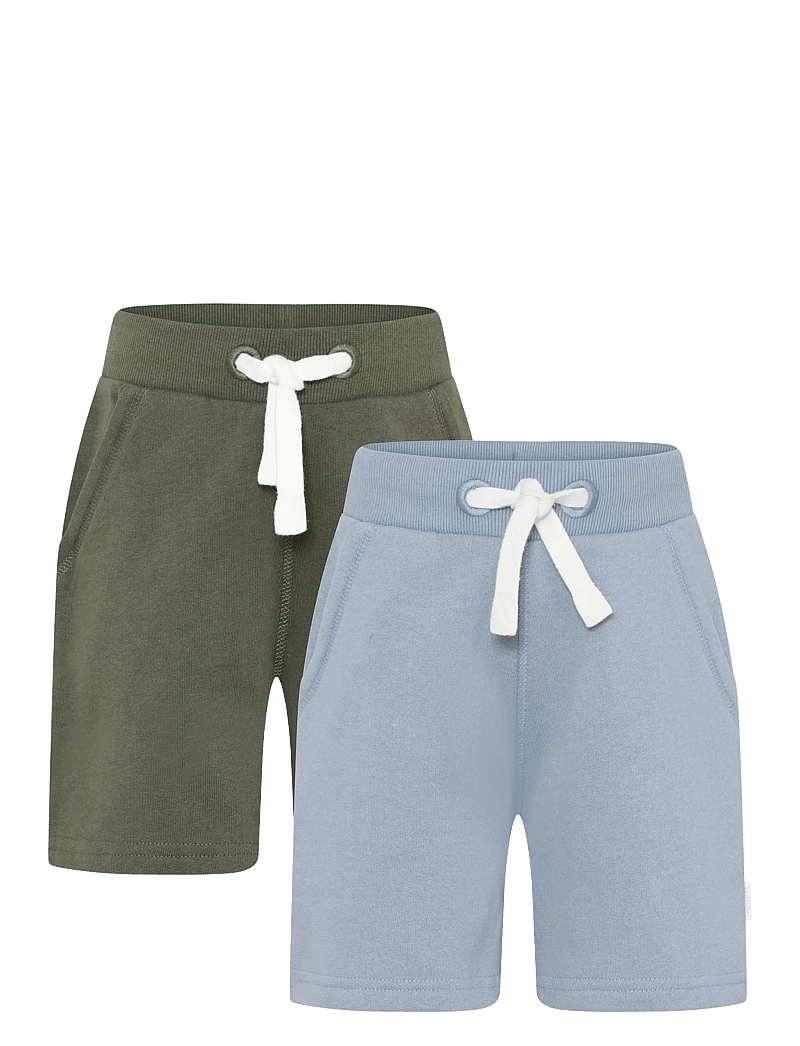 Minymo - Basic 53 -Sweat short (2-pack) - sweatshorts - ashley blue - 0