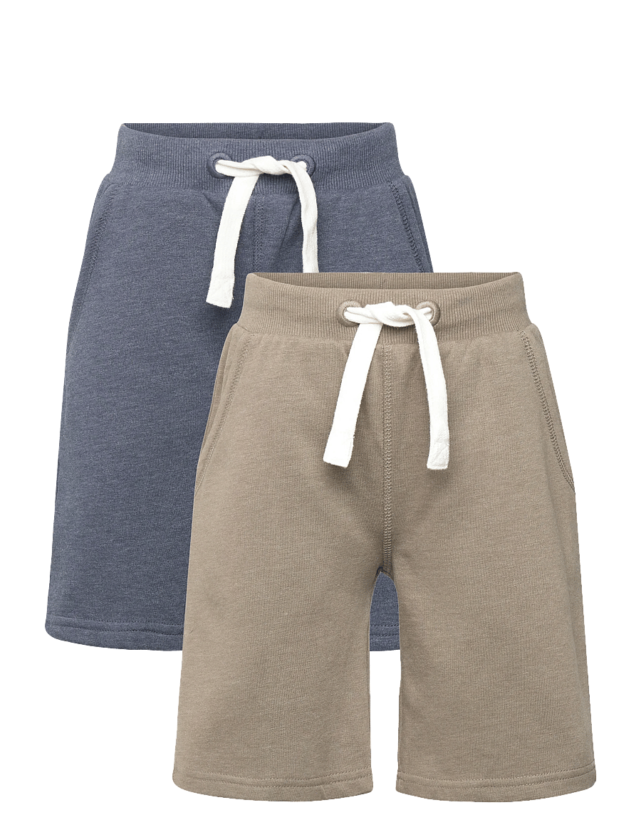 Minymo - Basic 53 -Sweat short (2-pack) - sweatshorts - vetiver - 0