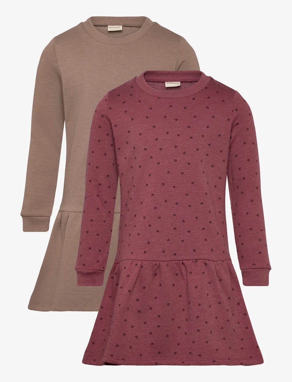 Minymo - Sweat Dress LS (2-pack) - langärmelige babykleider - apple butter - 0