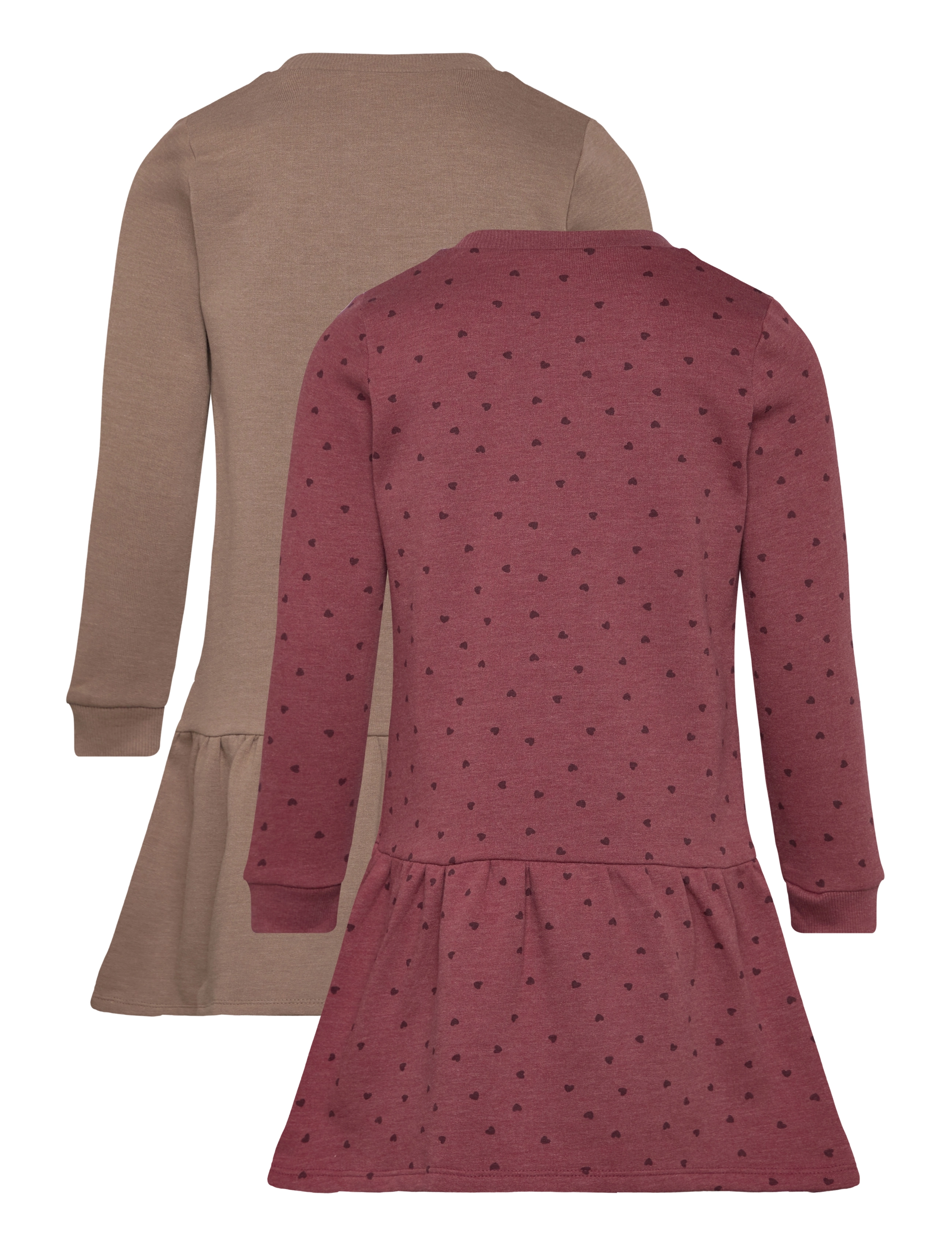 Minymo - Sweat Dress LS (2-pack) - langærmede hverdagskjoler - apple butter - 1