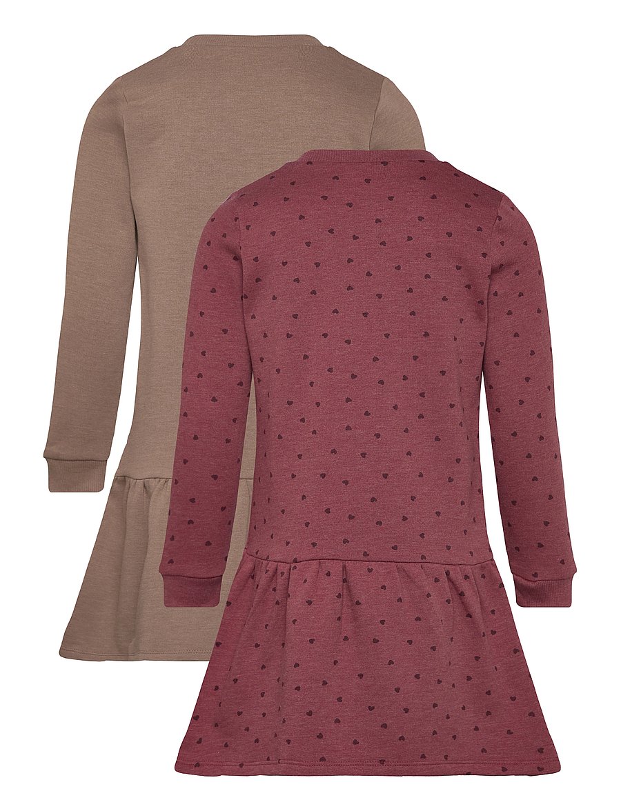 Minymo - Sweat Dress LS (2-pack) - langärmelige babykleider - apple butter - 1