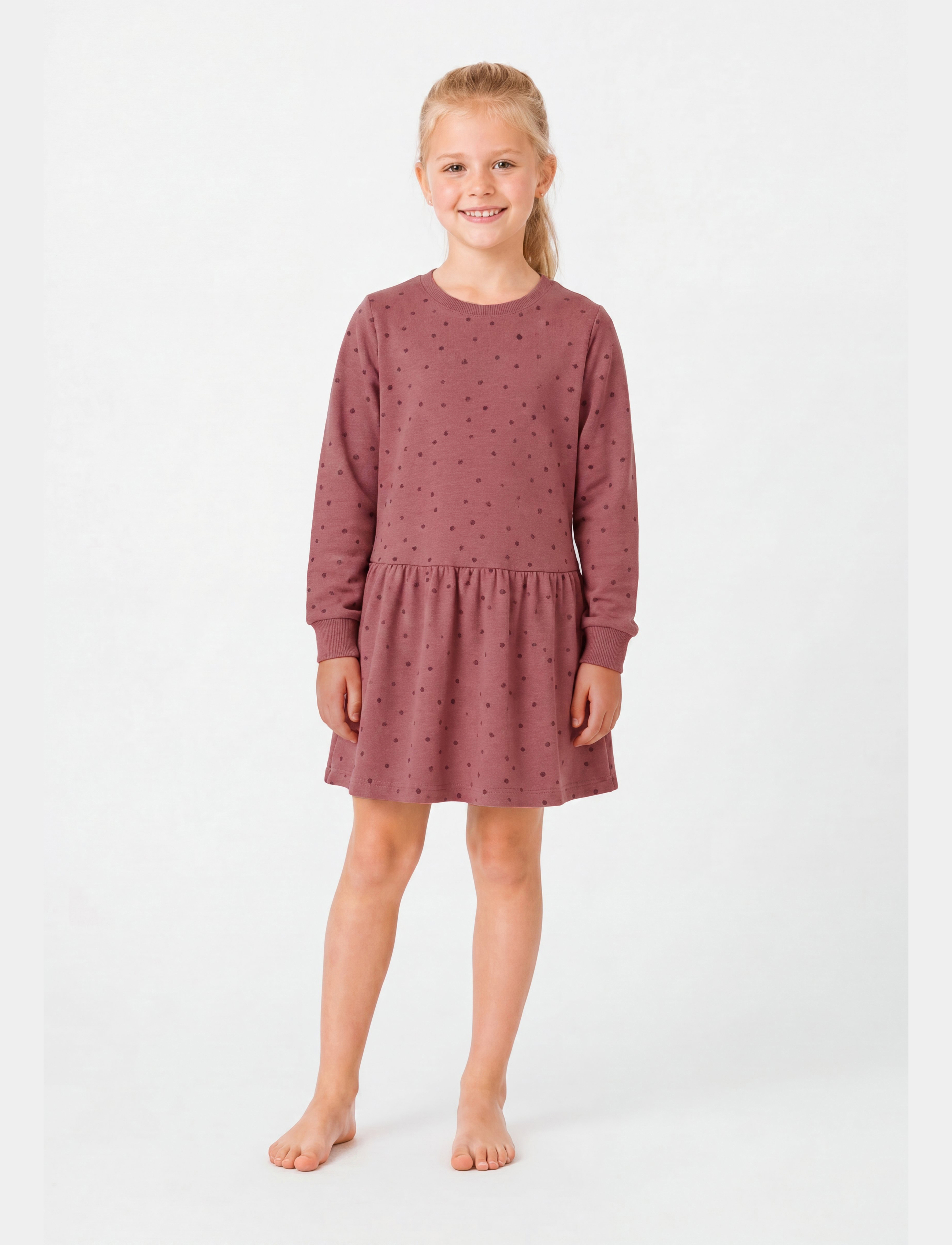 Minymo - Sweat Dress LS (2-pack) - langärmelige babykleider - apple butter - 4