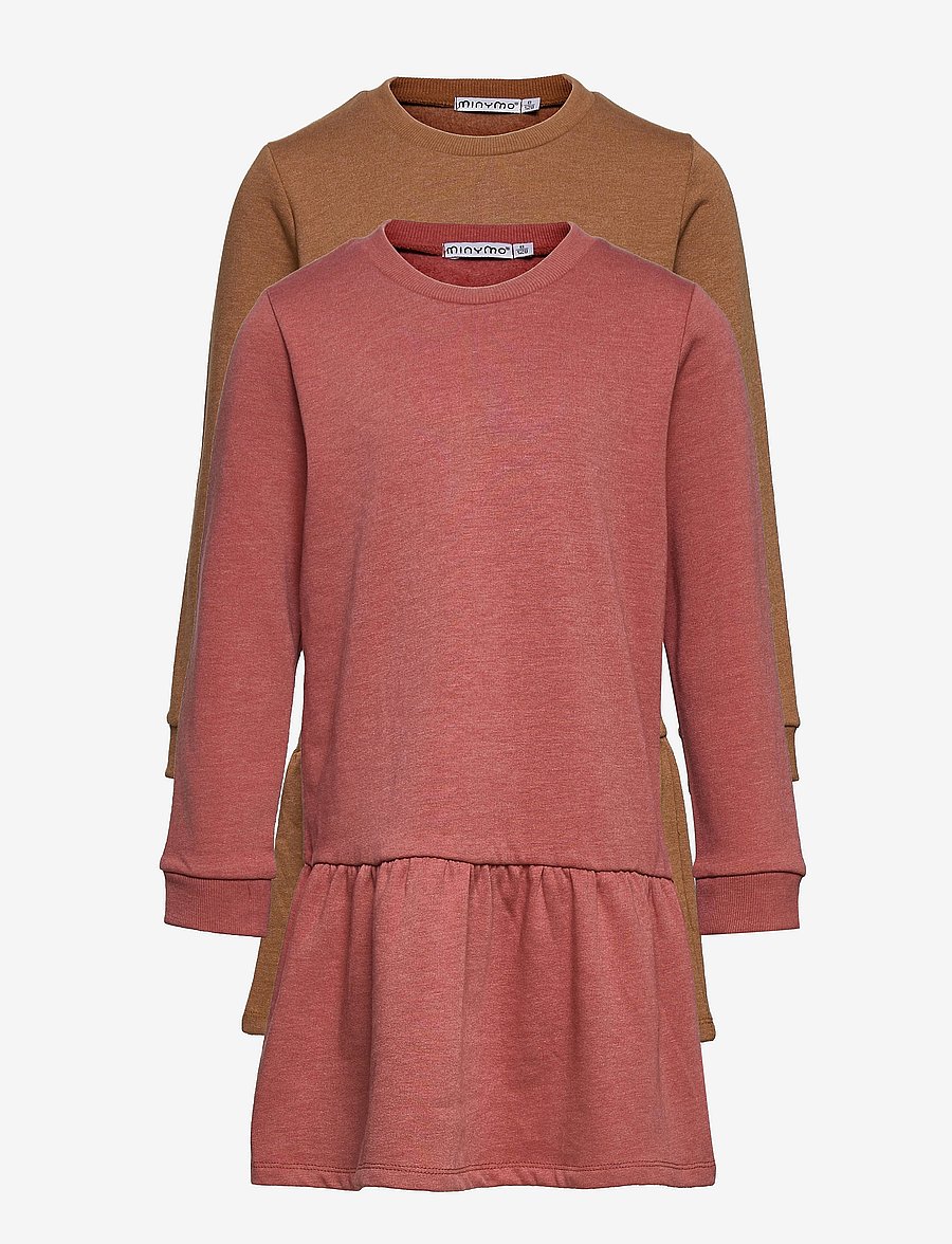 Minymo - Sweat Dress LS (2-pack) - pikkade varrukatega beebi kleidid - canyon rose - 0