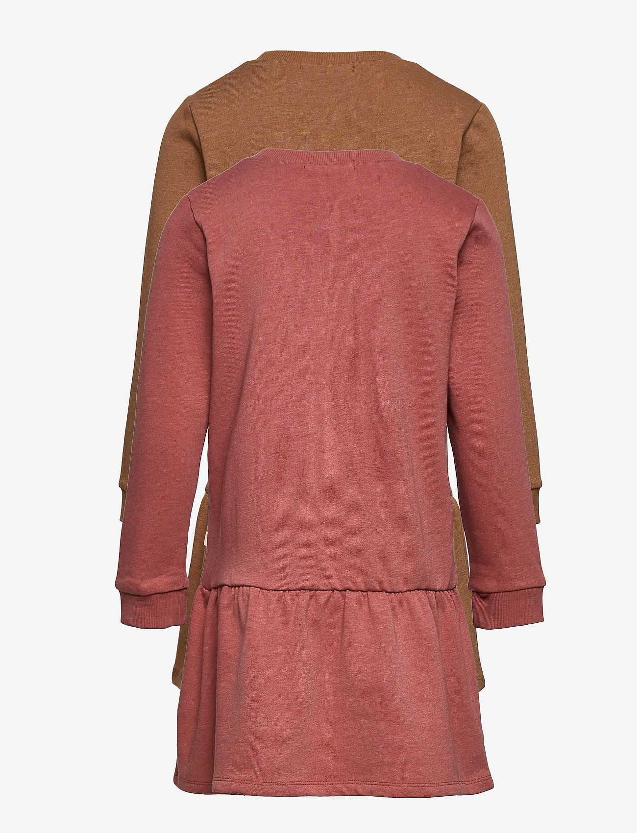 Minymo - Sweat Dress LS (2-pack) - långärmade babyklänningar - canyon rose - 1