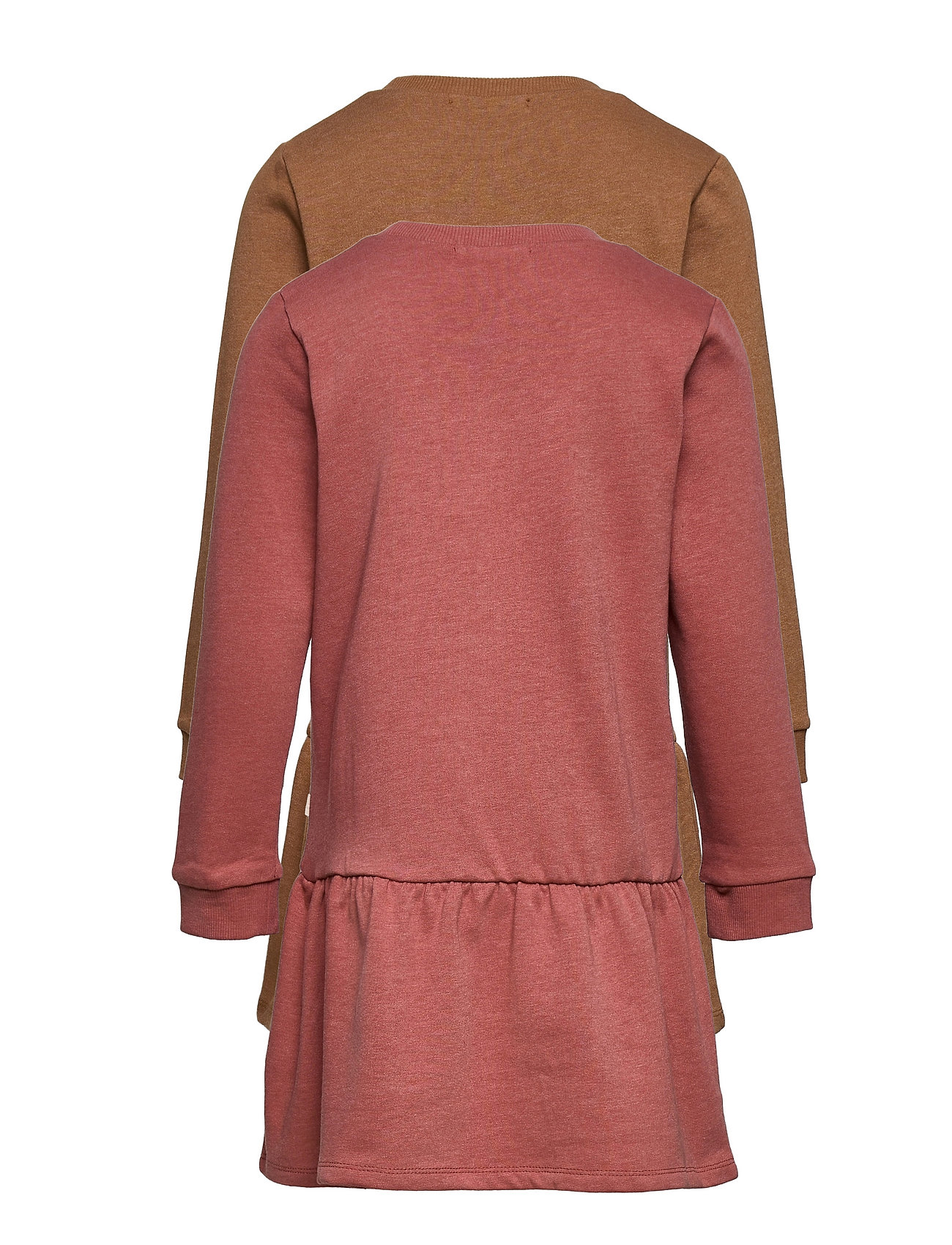 Minymo - Sweat Dress LS (2-pack) - long-sleeved casual dresses - canyon rose - 1